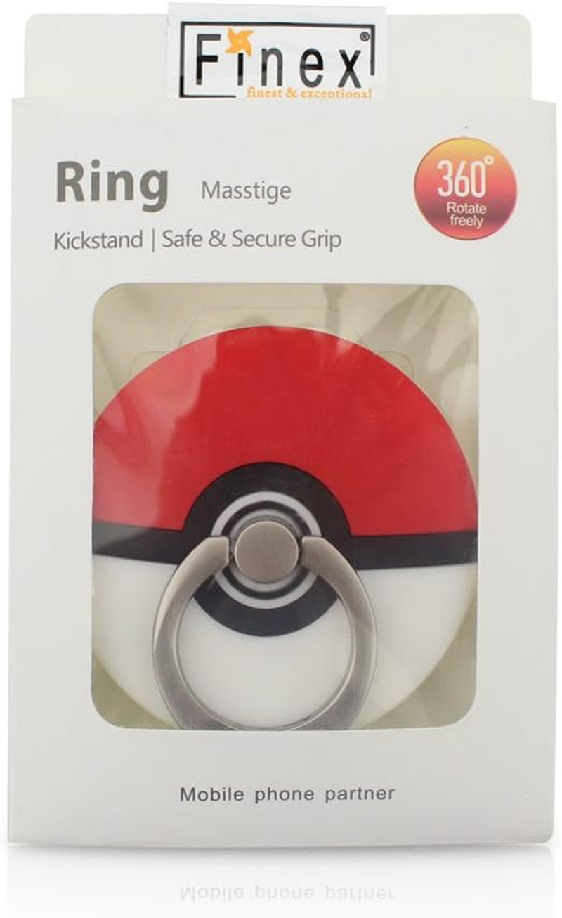 Finex 3 Pcs Set Pokeball 2-In-1 Mobile Cell Smart Phone Kickstand Finger Ring and Holder Stand Grip Cute 360 Degree Rotating Ring for Iphone Samsung Android Smartphone Case - Random  Finex   