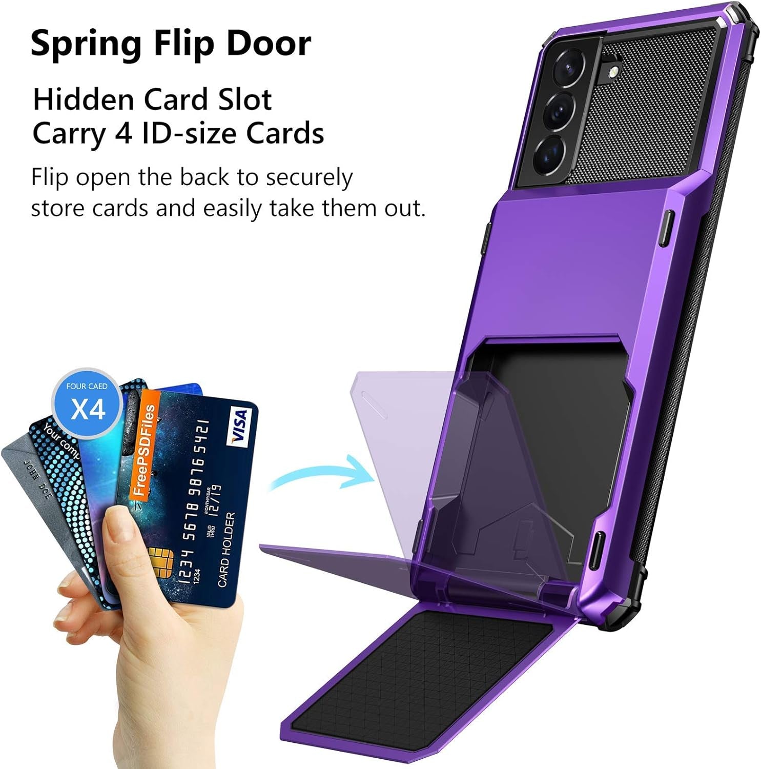 Vofolen for Galaxy S21 plus Case Wallet Credit Card Holder 4-Card Flip Cover ID Slot Back Hidden Pocket Dual Layer Protective Hybrid Hard Shell Bumper Armor Case for Samsung S21+ S21 plus 6.7 Purple  Vofolen   