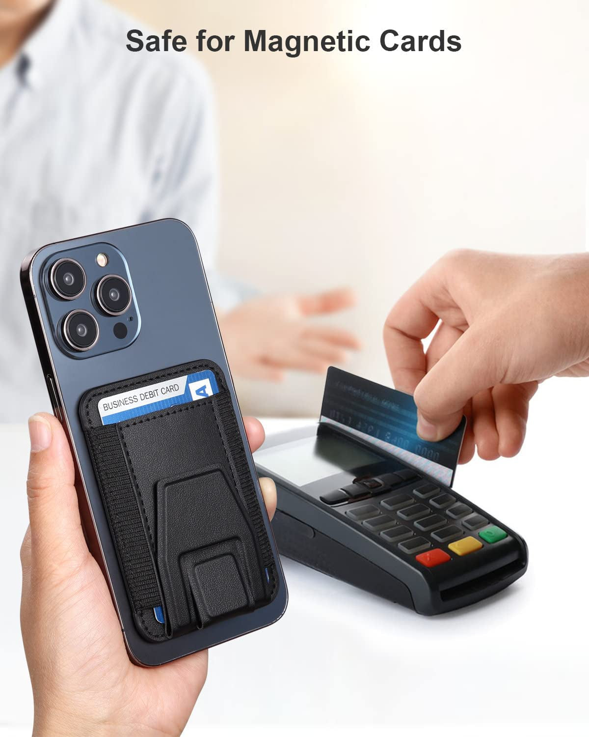 Morojular Magnetic Leather Phone Wallet Stand, Credit Card Holder Wallet with Magsafe for Iphone 14/14 Plus/14 Pro/14 Pro Max and 13/12 Series Magsafe Wallet, Hold up to 7 Cards, Black  Morojular   