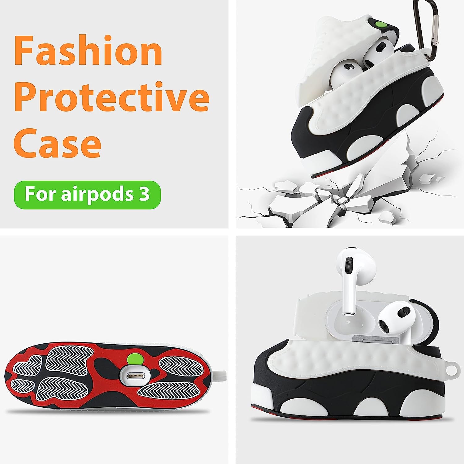 Oqplog for Airpod 3 3Rd Generation Case Luxury for Air Pods 3 (2021) Cases Cover Hypebeast Funny Design Fun 3D Cute Trendy Unique Fancy Fashion Soft Silicone for Men Boys Girls Teen (White Shoes)  Chuangyinian   