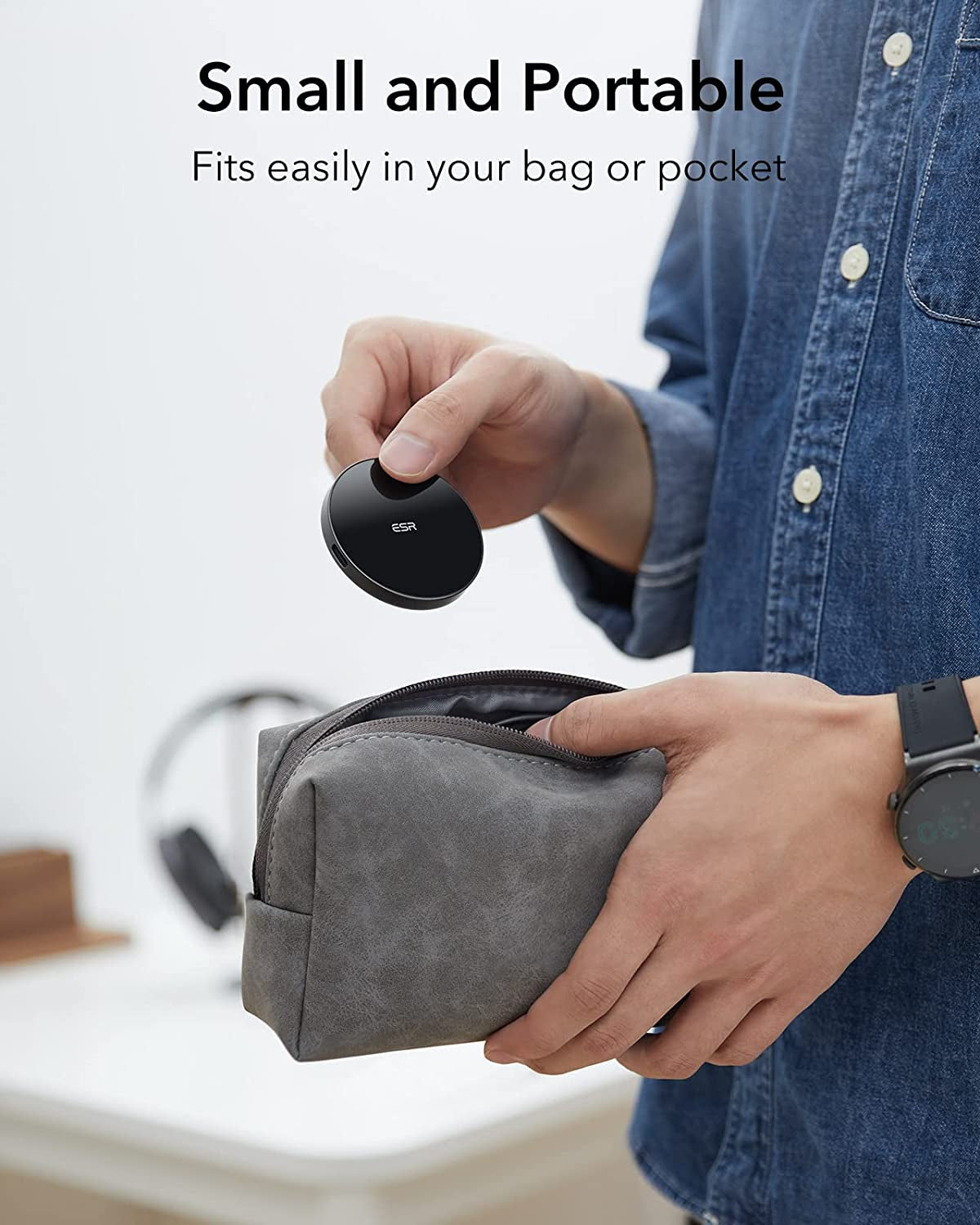 ESR Magsafe Charger (Halolock),Wireless Charger Kickstand, Magsafe Charger for Iphone 14/14 Plus/14 Pro/14 Pro Max and Iphone 13/12 Series, with 5Ft Removable Cable, Adapter Not Included, Black  Electronic Silk Road Corp   