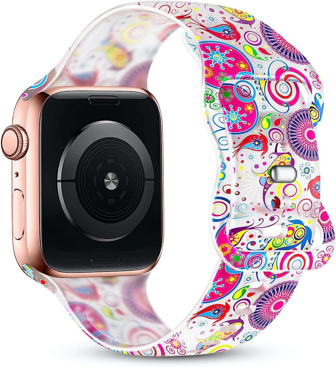 Creategreat Transparent Bands Compatible with Apple Watch Bands 41Mm 40Mm 38Mm 45Mm 44Mm 42Mm for Women Men, Clear Silicone Printed Fadeless Pattern Replacement Strap for Iwatch SE & Series 8,7,6,5,4,3,2,1  CreateGreat   