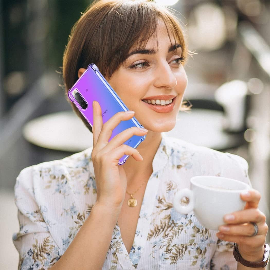 Ueokeird for Xperia 10 IV 5G Case, Sony 10 IV Case, Clear Cute Gradient Phone Case Slim anti Scratch Flexible TPU Cover Shockproof Protective Case for Sony Xperia 10 IV (Purple/Blue)  Ueokeird   
