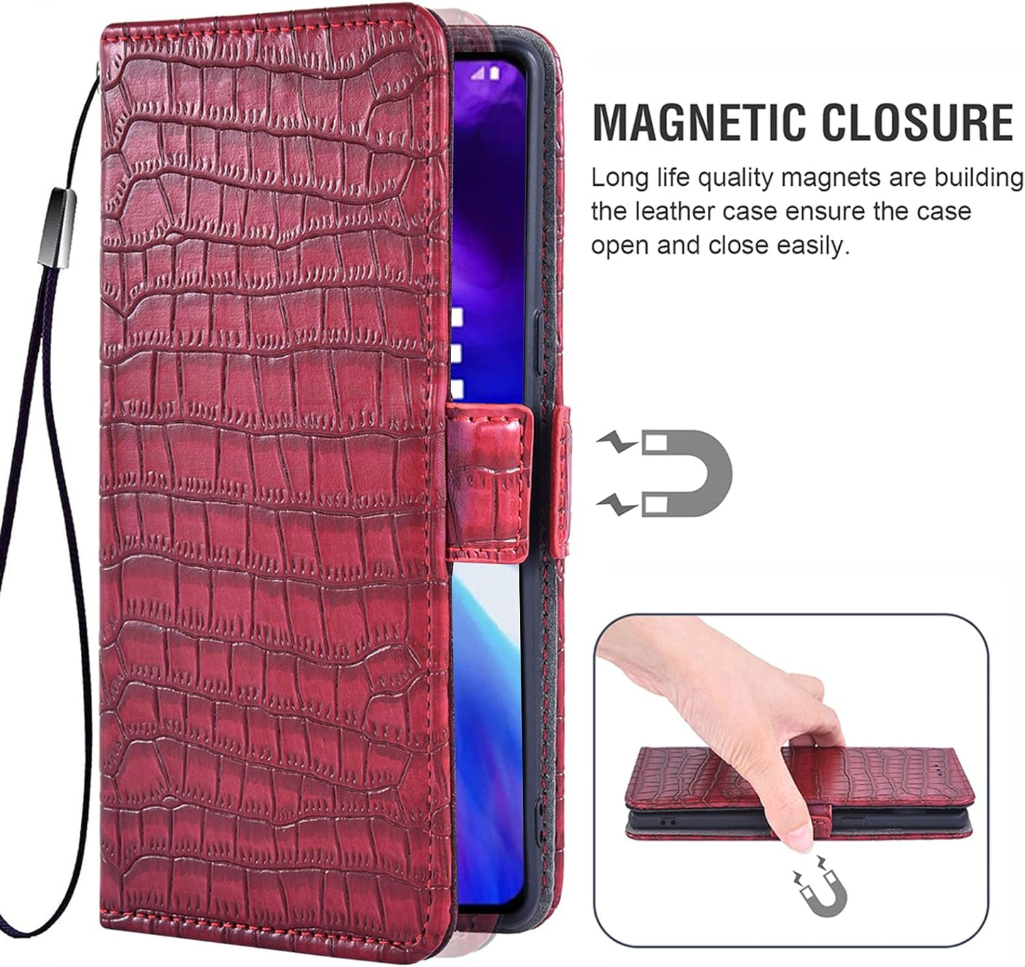 Asuwish Compatible with LG V40 Thinq Wallet Case with Tempered Glass Screen Protector and Flip Cover Card Holder Cell Phone Cases for LGV40 Storm V 40 Thin Q V40Thinq LG40 40V 40Thinq Women Men Red  Asuwish   