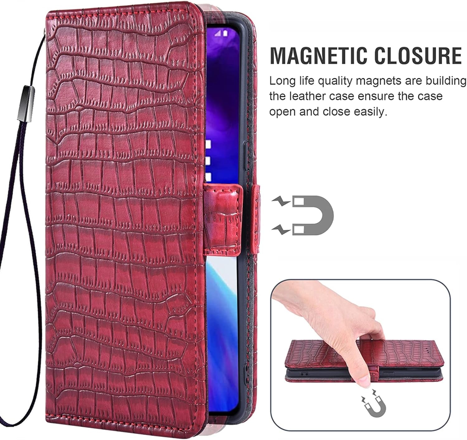 Asuwish Compatible with LG V40 Thinq Wallet Case with Tempered Glass Screen Protector and Flip Cover Card Holder Cell Phone Cases for LGV40 Storm V 40 Thin Q V40Thinq LG40 40V 40Thinq Women Men Red  Asuwish   