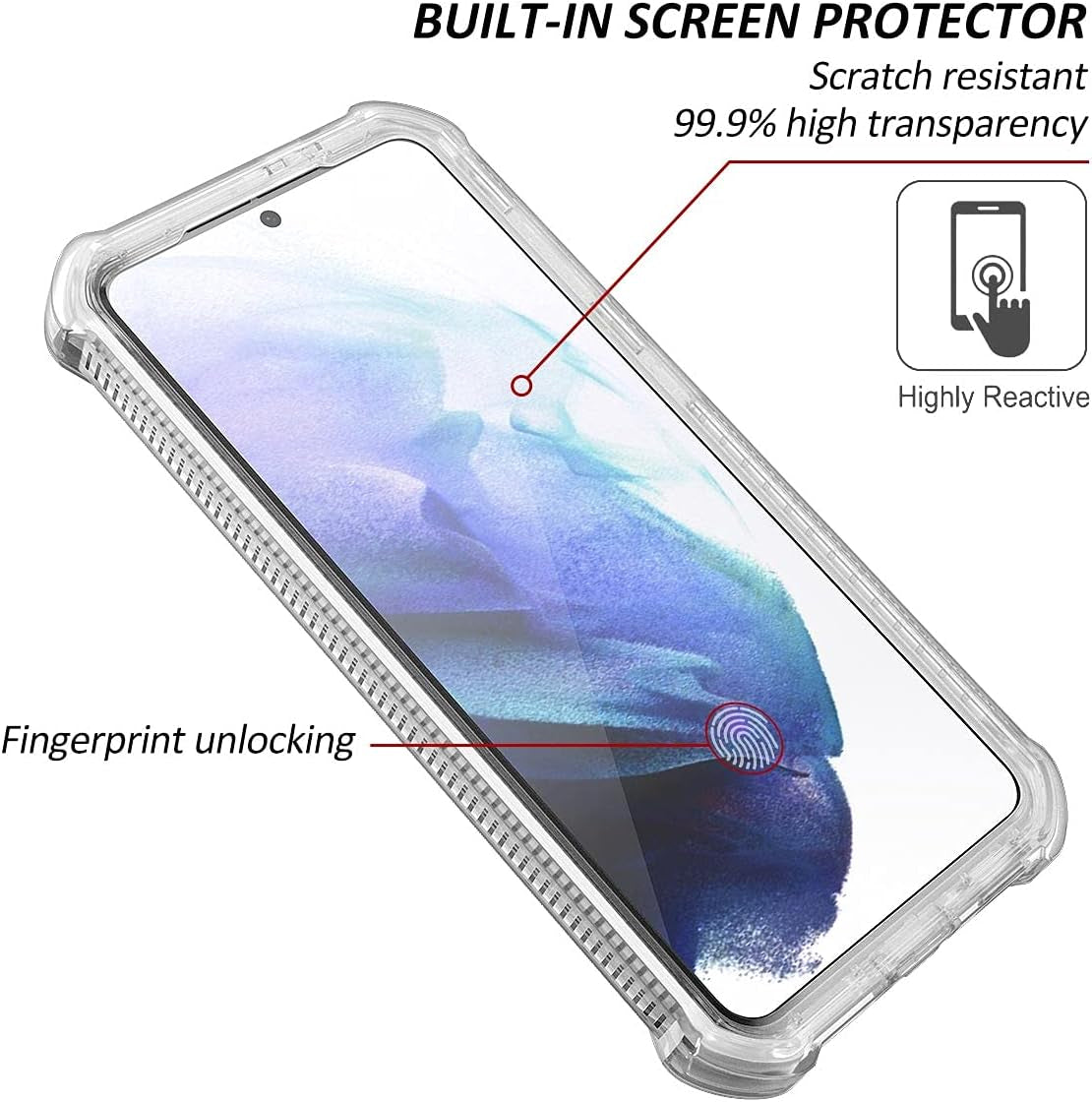 Dexnor Compatible with Samsung Galaxy S21 plus Case with Screen Protector Clear Back Cover Rugged 360 Full Body Protective Shockproof Dual Layer Defender Heavy Duty 2 in 1 Bumper for Women/Men - Gray  Dexnor   