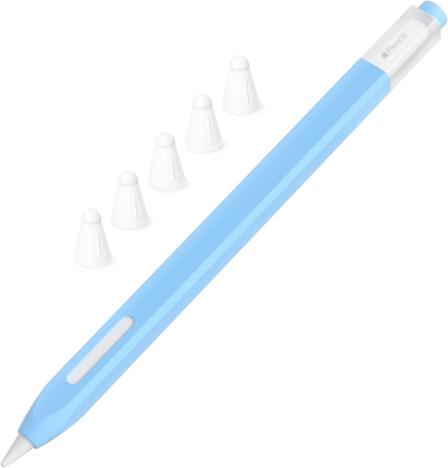 JOOSKO Classic Silicone Pencil Case Compatible with Apple Pencil 2Nd Generation Case Cover Sleeve,[With 5 Cloth Fiber Silicone Tip Cover],Non-Slip,Support Magnetic Wireless Charging (Pink)  JOOSKO Sky Blue  