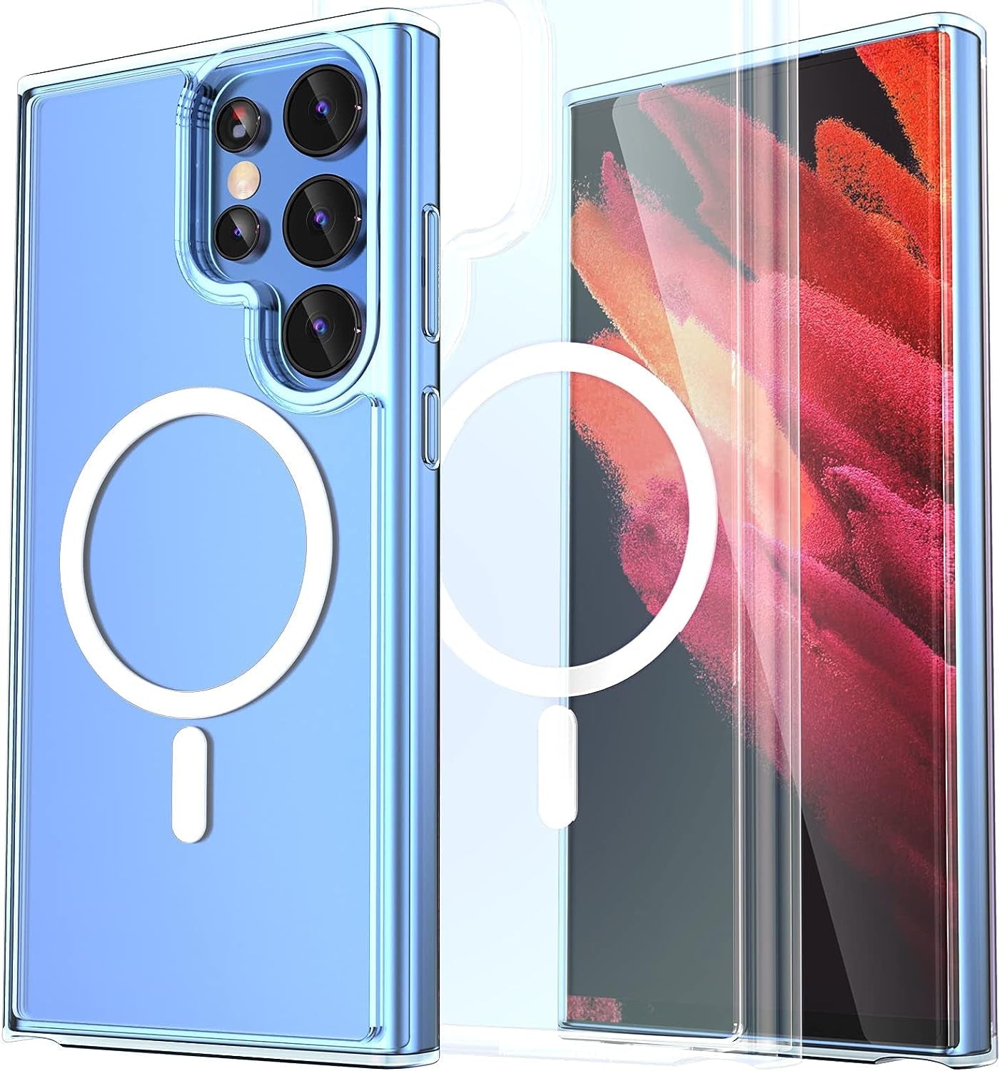 Aoliao7 Galaxy S21 Ultra Magnetic Case Compatible with Magsafe Wireless Chager, Anti-Fingerprints Black Semitransparent Screen & Camera Protection Shockproof Case for Galaxy S21 Ultra[S Pen Works]  AoliAo7 Clear[Soft] Clear[Soft] 