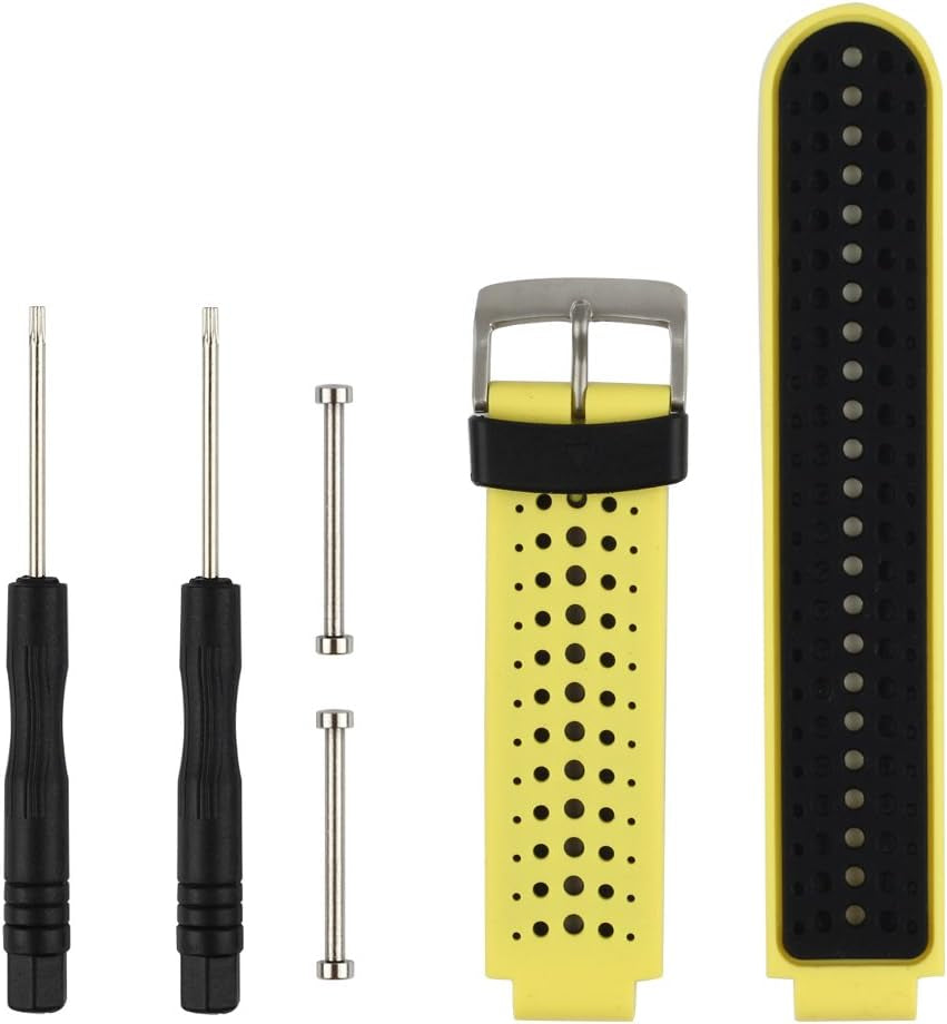 Ybludiy Compatible with Garmin Forerunner 235 Band,Soft Silicone Replacement Watch Band Fit Garmin Forerunner 235/235 Lite/220/230/620/630/735Xt/Approach S20/S6/S5 Bands  Ybludiy 06-Yellow&Black  