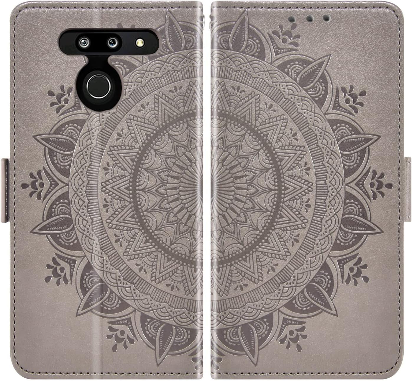 Asuwish Compatible with LG G8 Thinq Wallet Case and Tempered Glass Screen Protector Credit Card Holder Flip Wrist Strap Stand Cell Phone Cover for LGG8 Thin Q G 8 LG8 G8Thinq Lgg8Thinq 8G Women Grey  Asuwish   