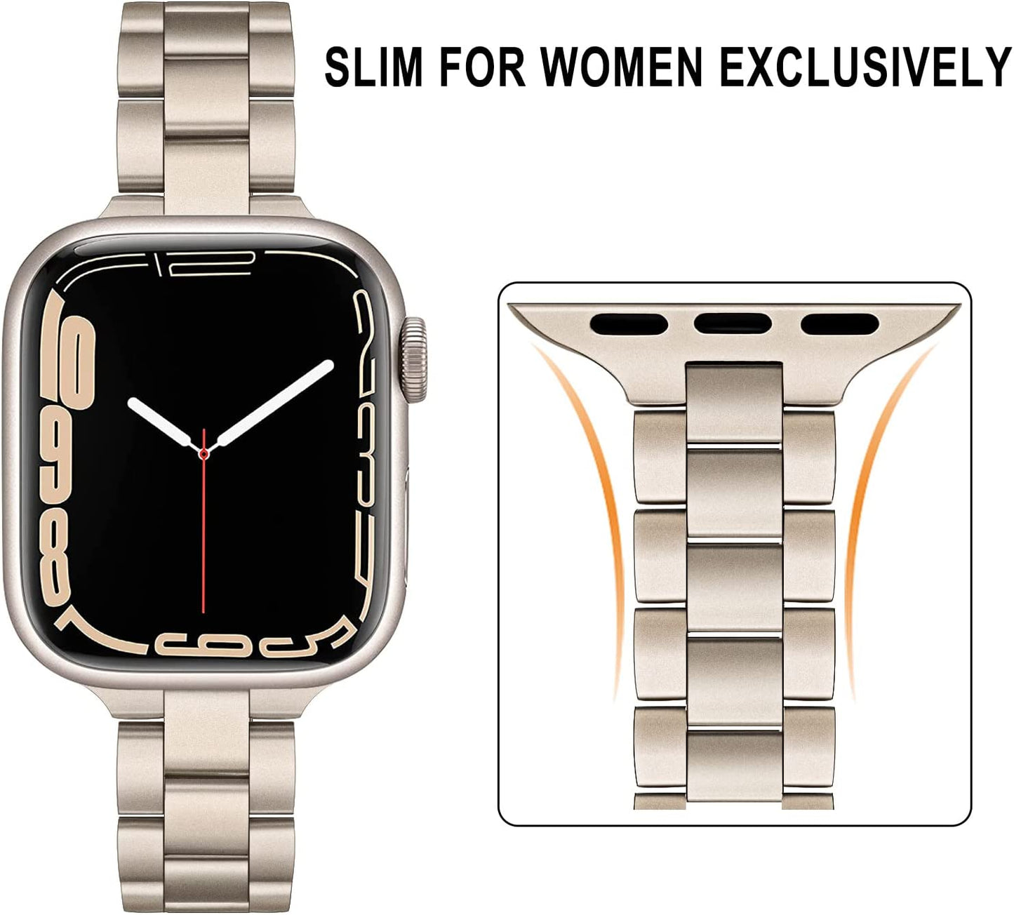 Trumirr Band for Apple Watch Series 8 7 41Mm Starlight Women, Slim Stainless Steel Watchband Feminine Strap Replacement for Iwatch SE Series 8 7 6 5 4 3 2 1 41Mm 40Mm 38Mm  TRUMiRR   