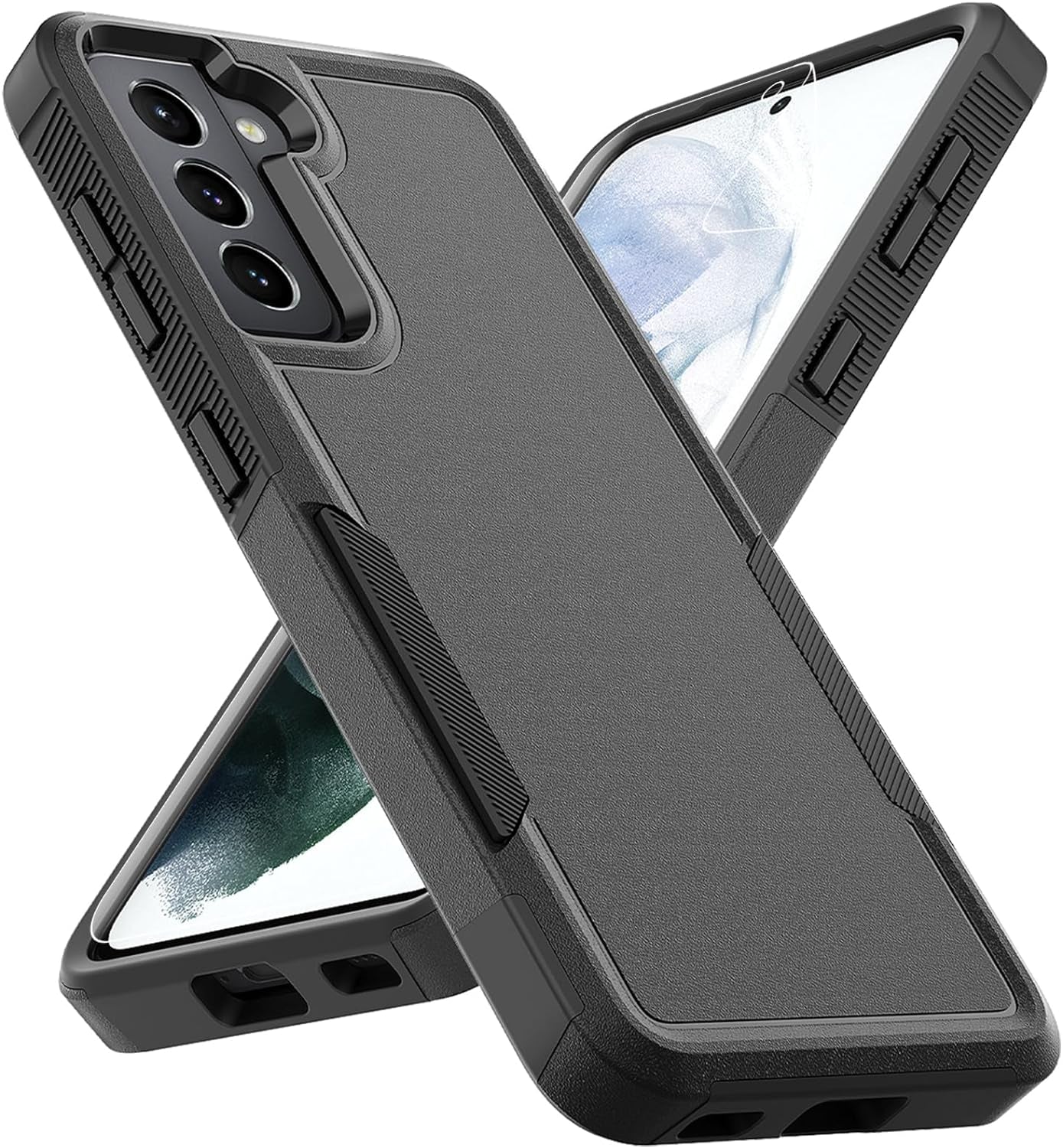 For Samsung Galaxy S21 Case: Dual Layer Protective Heavy Duty Cell Phone Cover Shockproof Rugged with Screen Protector - Military Protection Bumper Tough - Samsung Galaxy S21 5G 2021, 6.2 Inch, Black  Jinxian Co., Ltd.   