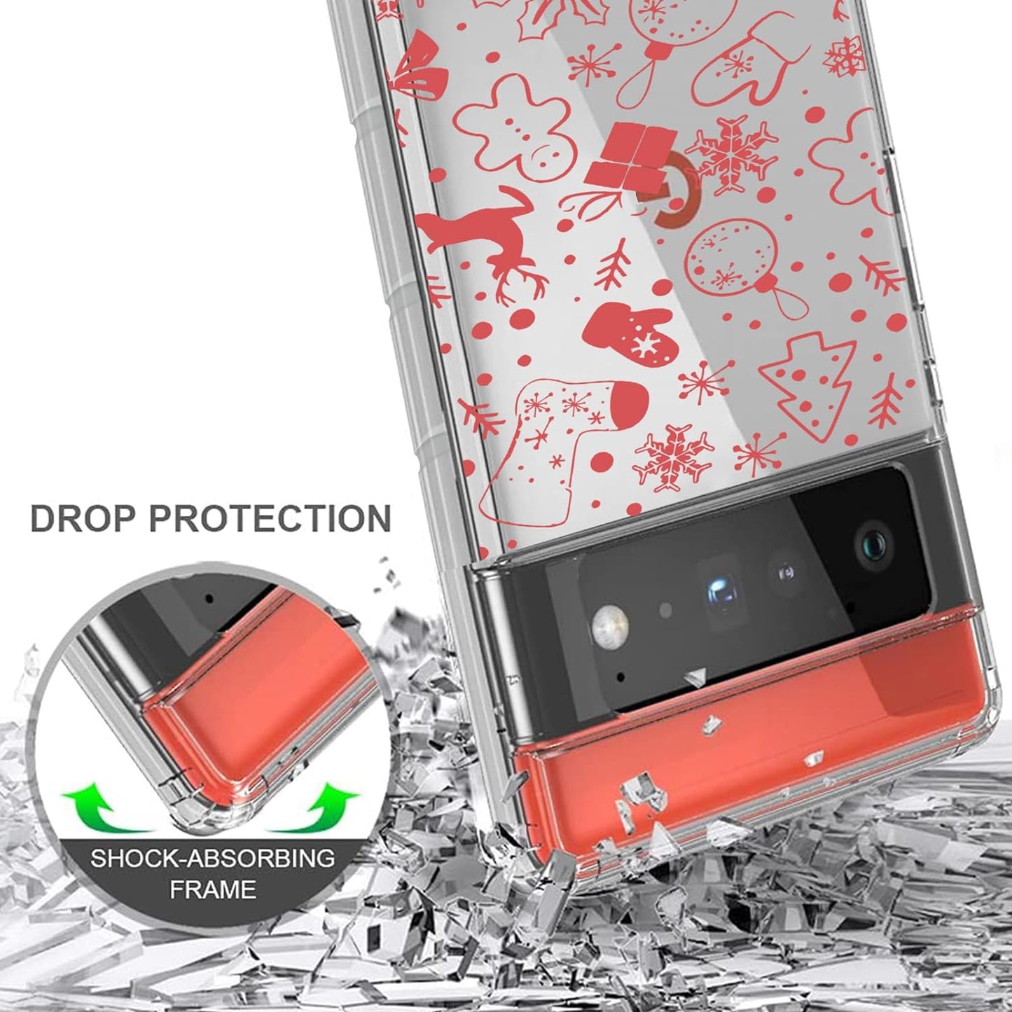 YCJACE Google Pixel 6 Pro Case Clear with Christmas Design Soft Flexible TPU Ultra-Thin Shockproof Anti-Scratch Bumper Protective Cover Case for Google Pixel 6 Pro-Christmas  YCJACE   