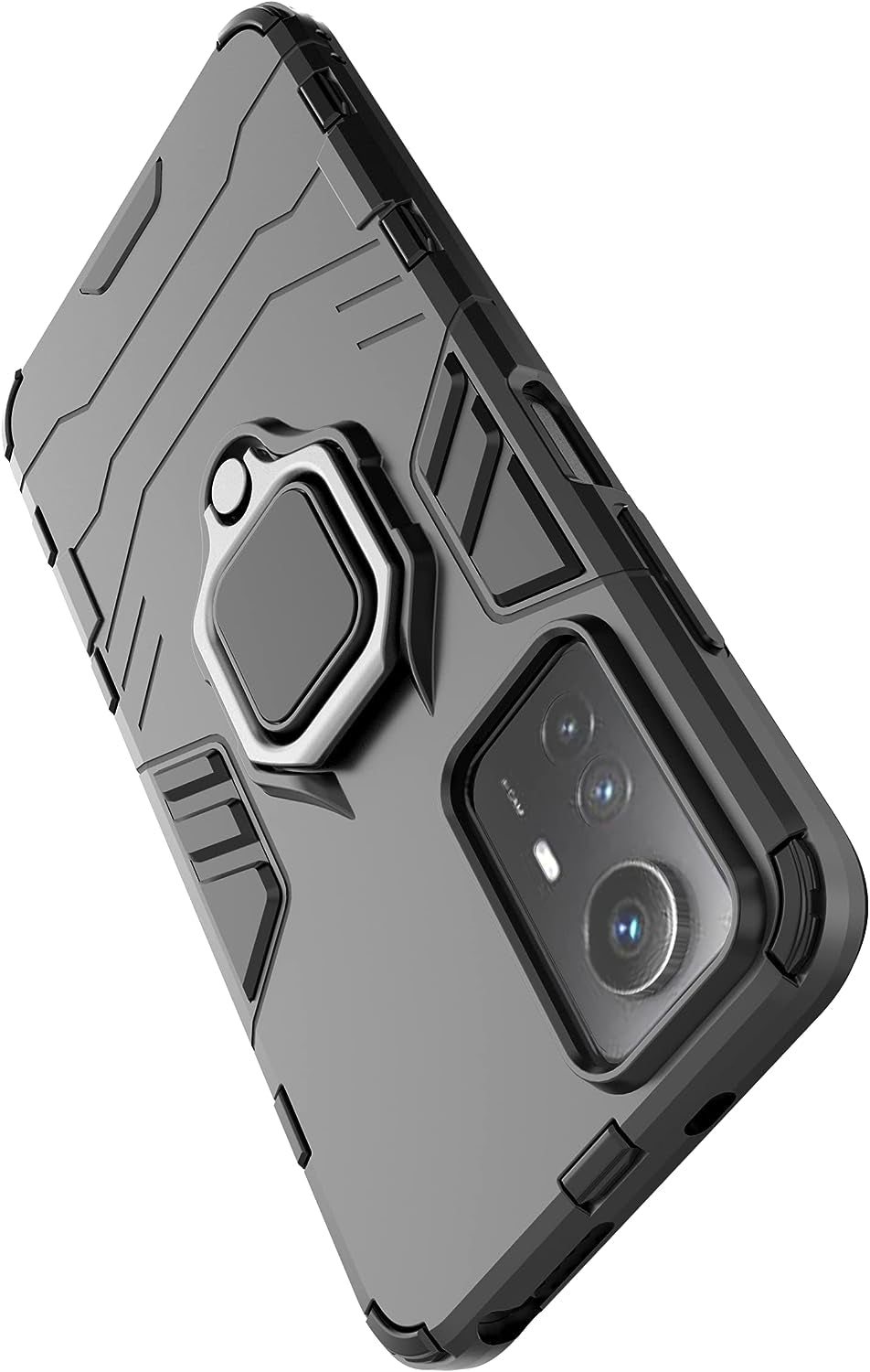 ZMONE Phone Case for Xiaomi Redmi Note 12S Case with Glass Screen Protector [2 Pack] Heavy Duty Dual Layer Military Grade Shockproof Protective Cover with Magnetic Ring Kickstand - Black  Chengmi   