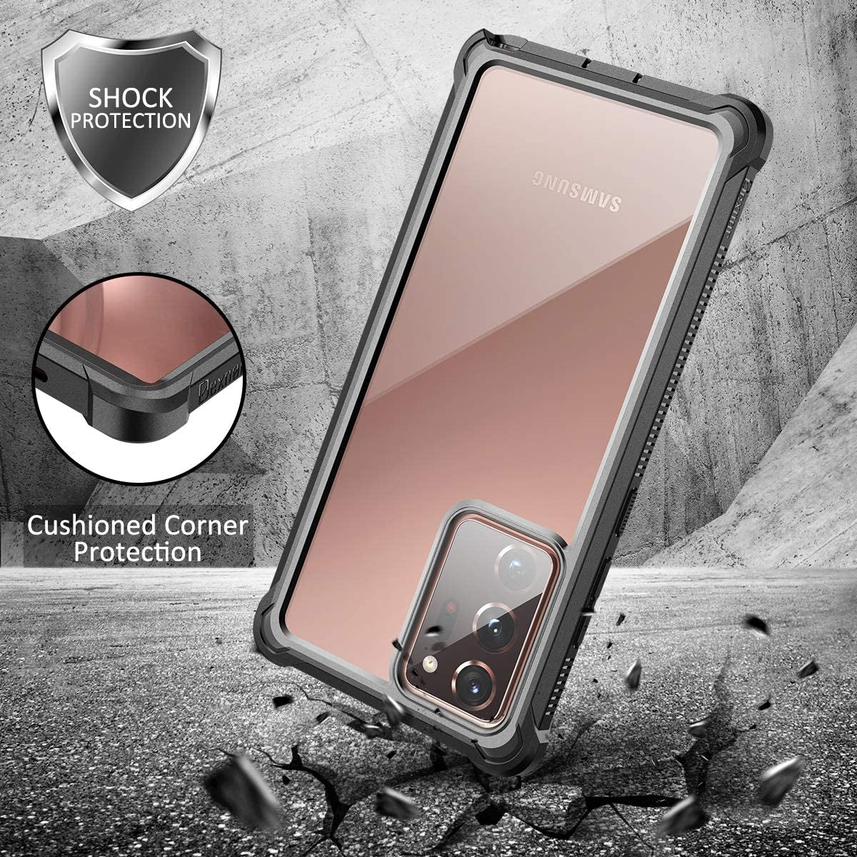 Dexnor for Galaxy Note 20 Ultra Case with Screen Protector Clear 360 Full Body Rugged Protective Shockproof Hard Back Cover Heavy Duty Defender Bumper for Samsung Note 20 Ultra 5G 6.9" - Black  Dexnor   