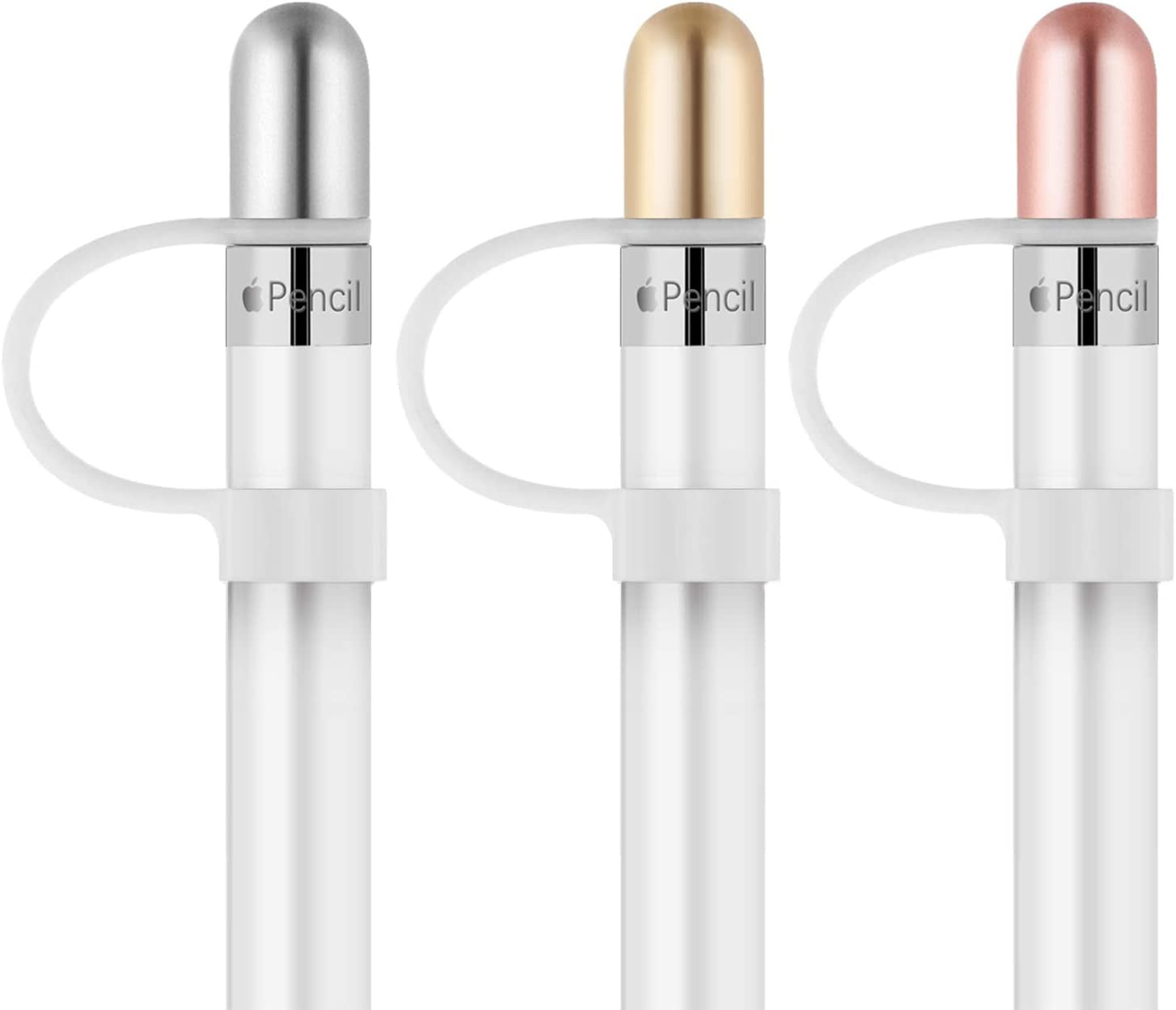 Apple Pencil Replacement Cap- Tranesca Aluminum Replacement Cap for Apple Pencil (3 in a Pack) Gold,Rose Gold,Silver- Not Magnetically Clasped  Tranesca   
