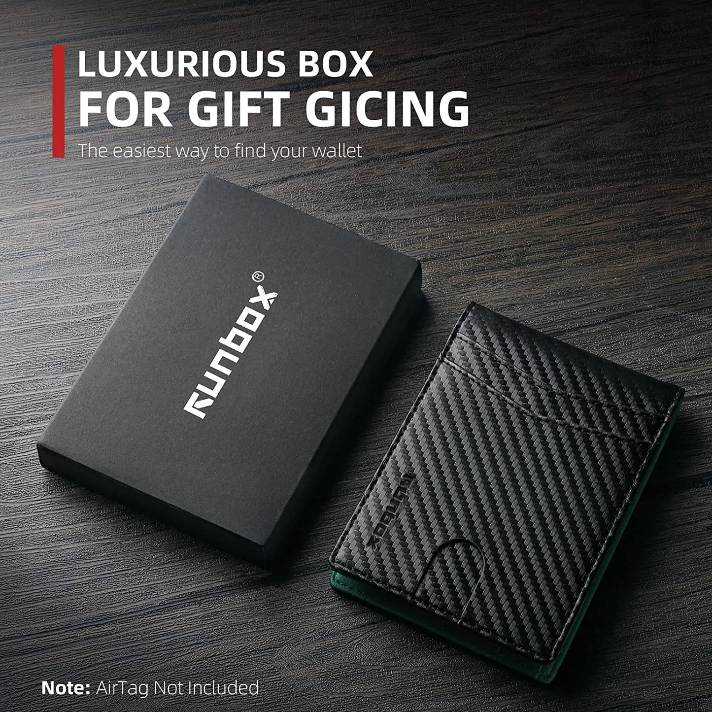 RUNBOX Airtag Wallet for Men-Mens Wallets with Slim Bifold-Air Tag Holder-Rfid Blocking Wallet-Id Window 12 Cards Gift for Men  RUNBOX   