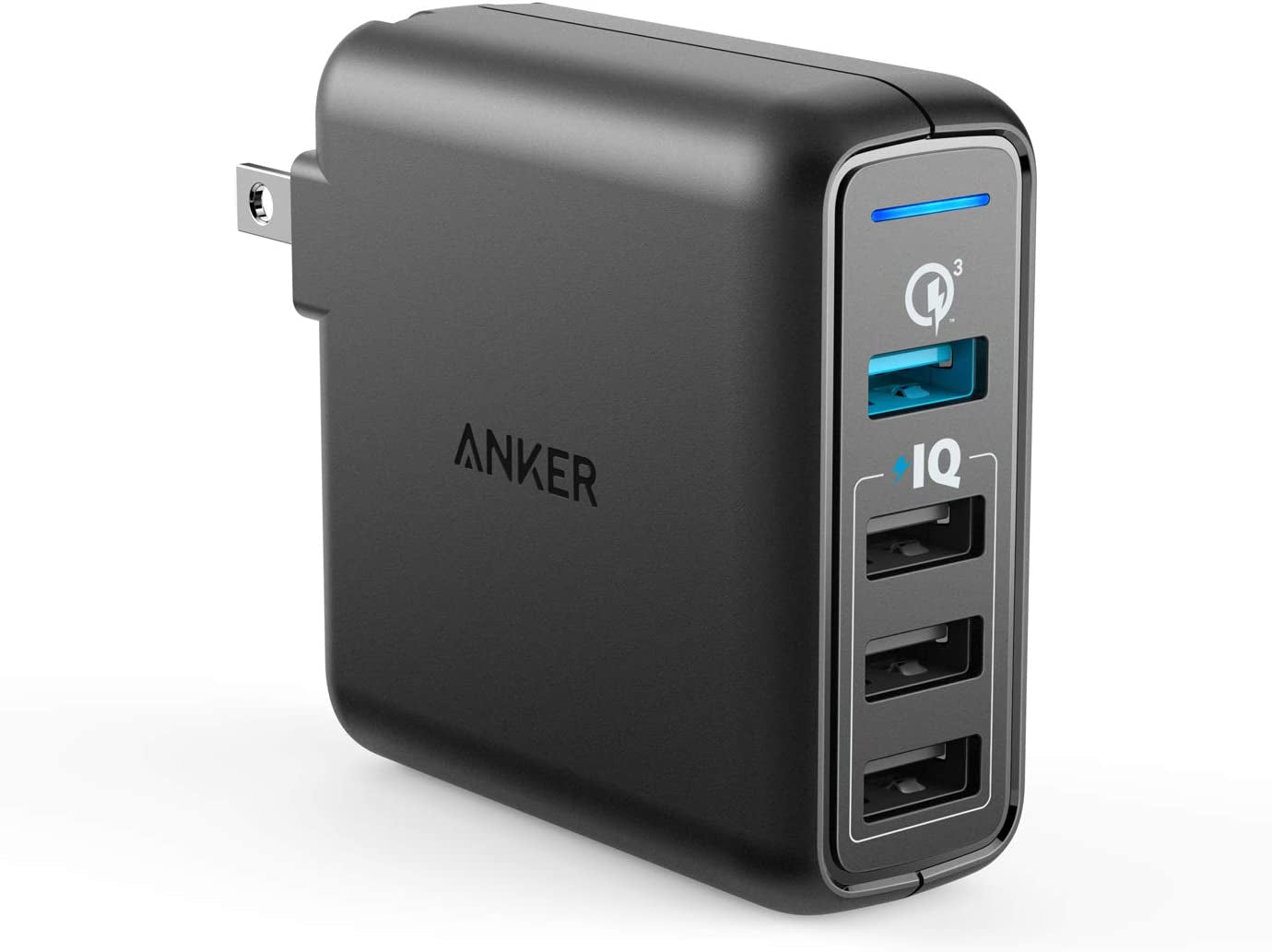 Anker Quick Charge 3.0 43.5W 4-Port USB Wall Charger, Powerport Speed 4 for Galaxy S7/S6/Edge/Edge+, Note 4/5, LG G4/G5, HTC One M8/M9/A9, Nexus 6, with Poweriq for Iphone 7, Ipad, and More  Anker   