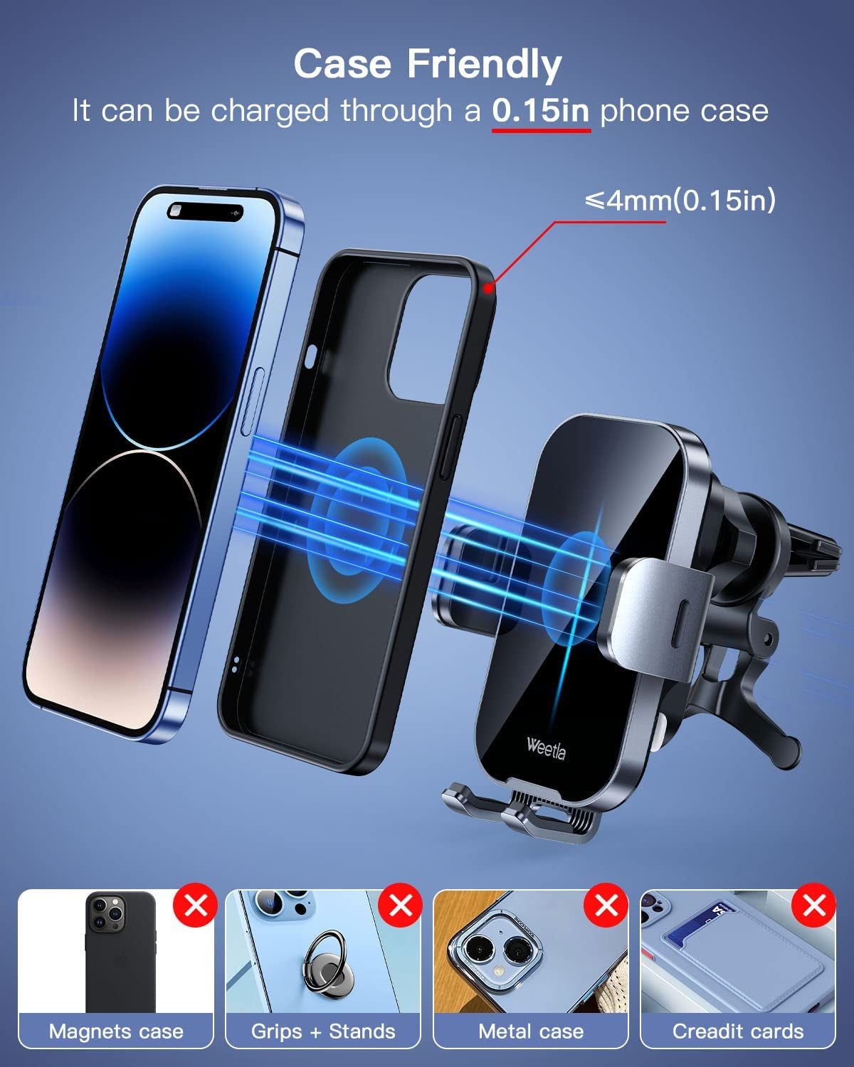 𝟮𝟬𝟮𝟯 𝗡𝗲𝘄 Weetla Wireless Car Charger,Charging Auto-Alignment, Air Vent 360° Adjustable Auto-Clamping Car Phone Holder Mount Wireless Charging for Iphone14/13/12/11/Pro Max/Samsung Galaxy Phone  Shenzhen Caibo Technology Co.,Ltd   