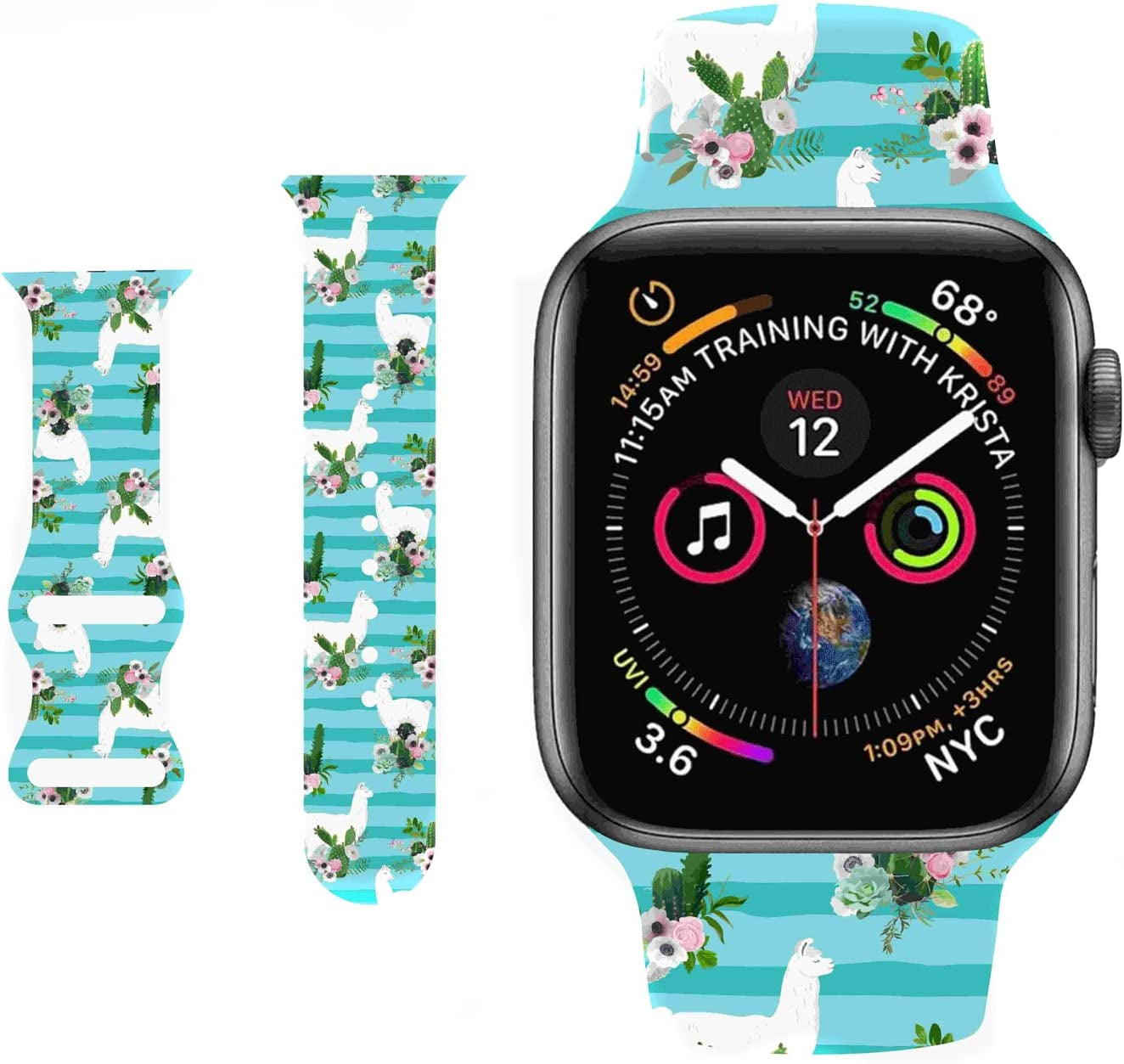 HYHMXB Chic Breathable Character Halloween Bands Compatible with Apple Watch 42Mm 44Mm 45Mm M/L, Grade Soft Silicone Sports Wristband Strap for Iwatch SE & Series 8 7 6 5 4 3 2 (Happy Skull)  HYHMXB S. Cactus theme Blue 42mm/44mm/45mm M/L 