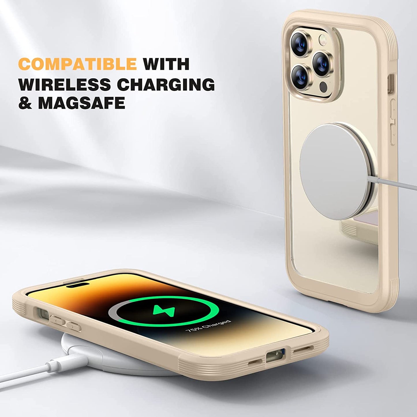 Diaclara Designed for Iphone 14 Pro Case 6.1’’, [2023 Upgraded] Full Body Rugged Case W/Built-In Touch Sensitive Anti-Scratch Screen Protector+9H Tempered Glass Camera Lens Protector (Bean Yellow)  Diaclara   