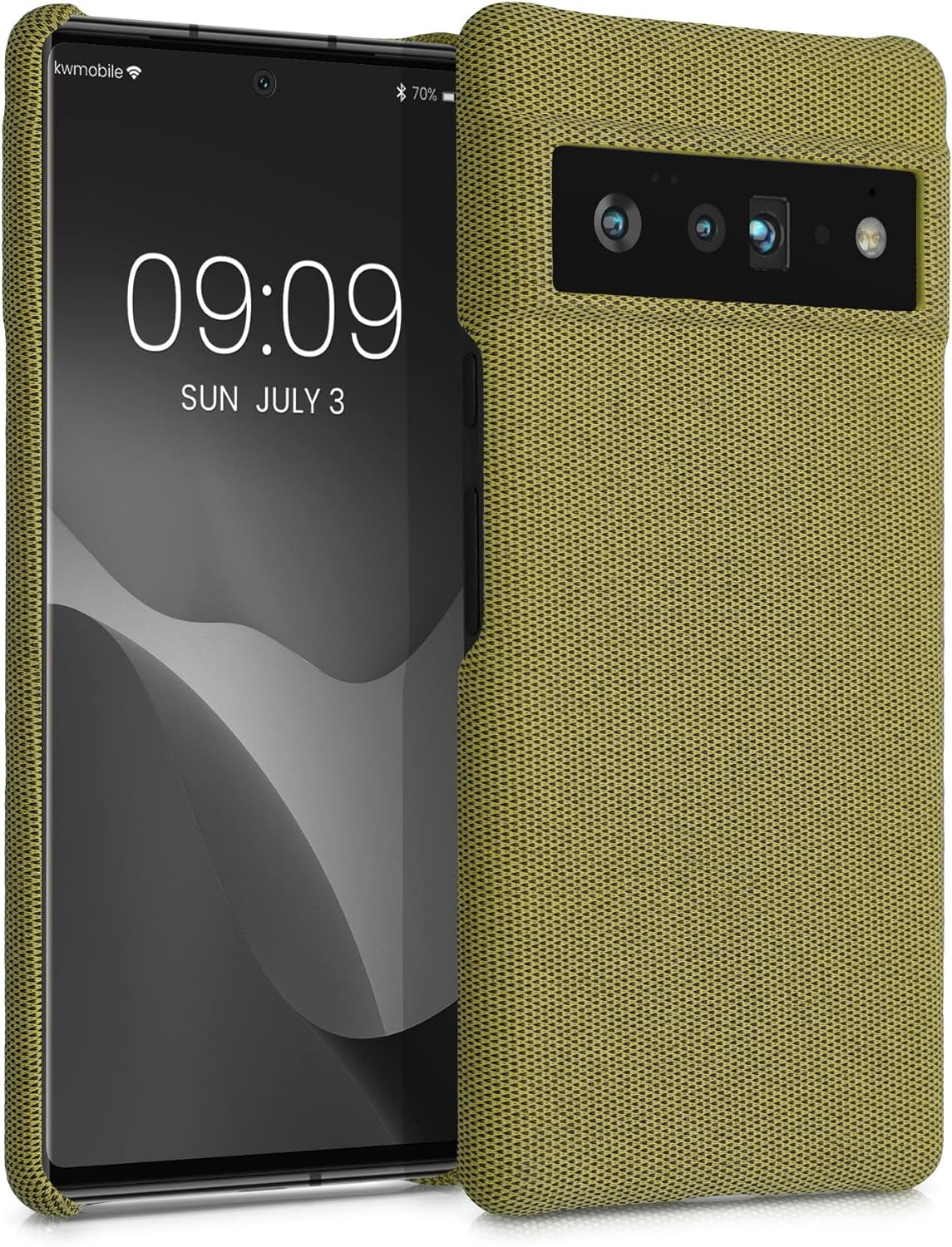 Kwmobile Case Compatible with Google Pixel 6 Pro - Case TPU and Fabric Smartphone Phone Cover in Canvas Green  KW-Commerce Yellow  