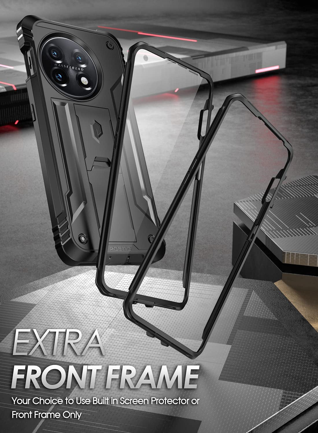 Poetic Revolution Case for Oneplus 11 5G 6.7"(2023), [20 FT Mil-Grade Drop Tested], Full-Body Rugged Dual-Layer Shockproof Protective Cover with Kickstand and Built-In-Screen Protector, Black  Poetic   