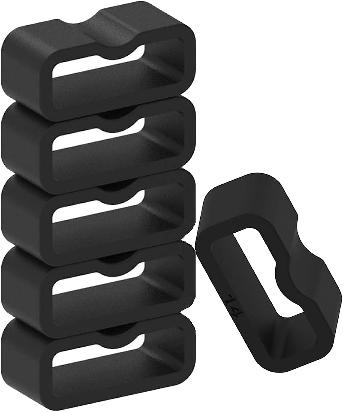 E ECSEM 6PCS Silicone Replacement Watch Band Loop Holder Keeper for 14Mm, 16Mm, 18Mm, 20Mm, 21Mm, 22Mm, 24Mm, 26Mm, 28Mm, 30Mm Fastener Rings Secure Rings Connector Band Loop Keeper  E ECSEM Black-14MM  