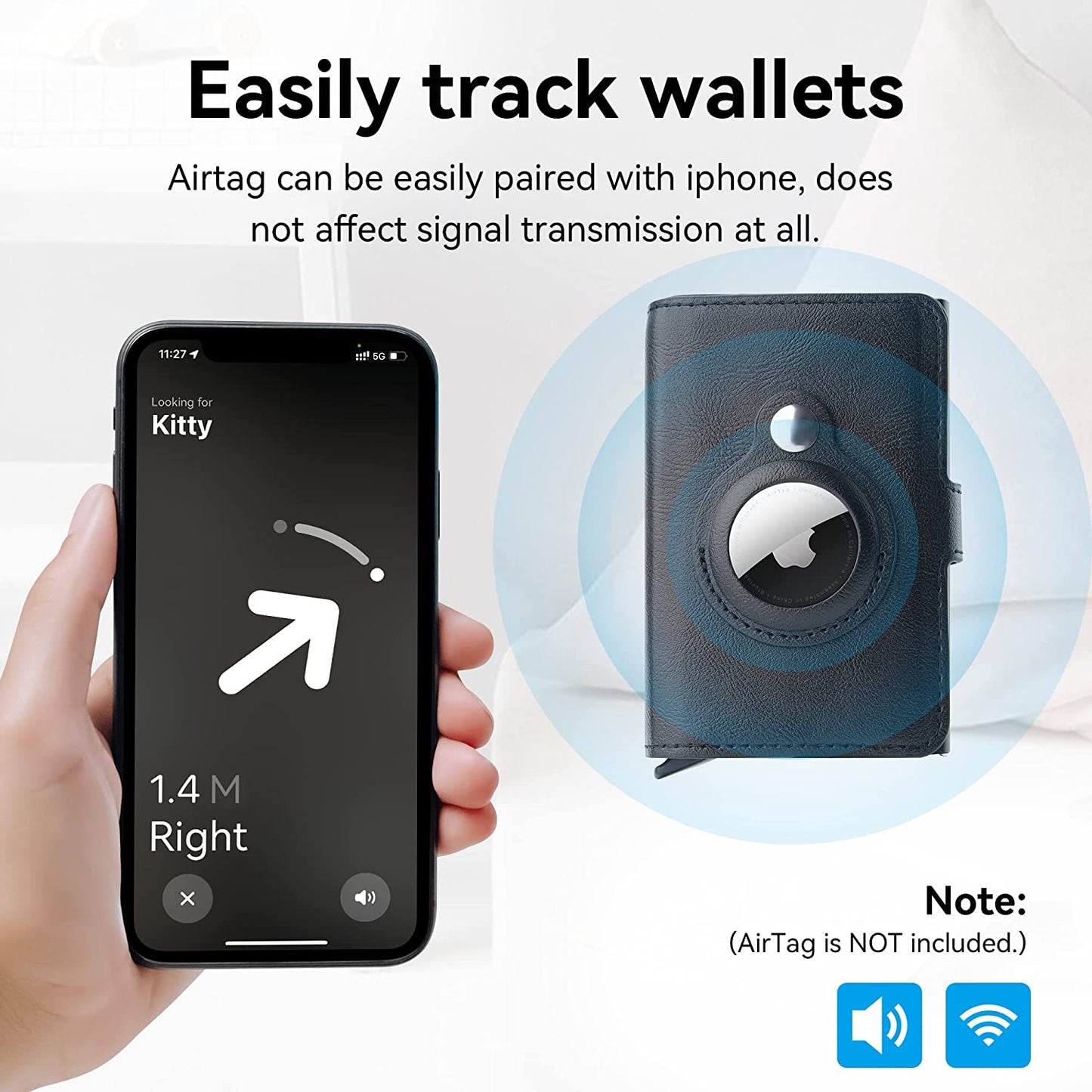 CITYWAY Airtag Wallet, Wallet for Men Compatible with Airtag, Leather Slim Air Tag Wallet with Money Clip, RFID Blocking Credit Card Holder, Integrated Airtag Wallet Case for Men'S Gift (Black)  CITYWAY   