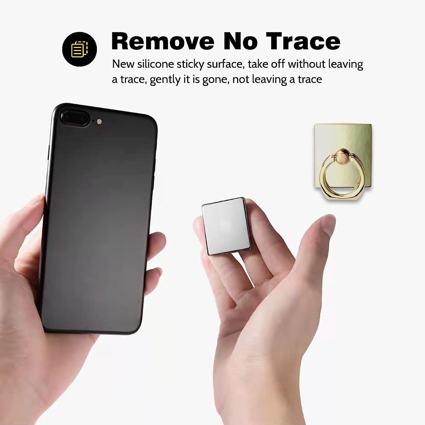 [2 Pack] Square Sparkling Cell Phone Ring Holder Stand,360 Degree Rotation and 180 Degreeadjustable Finger Ring Kickstand with Polished Metal Phone Grip (Gold)  Wansurs   