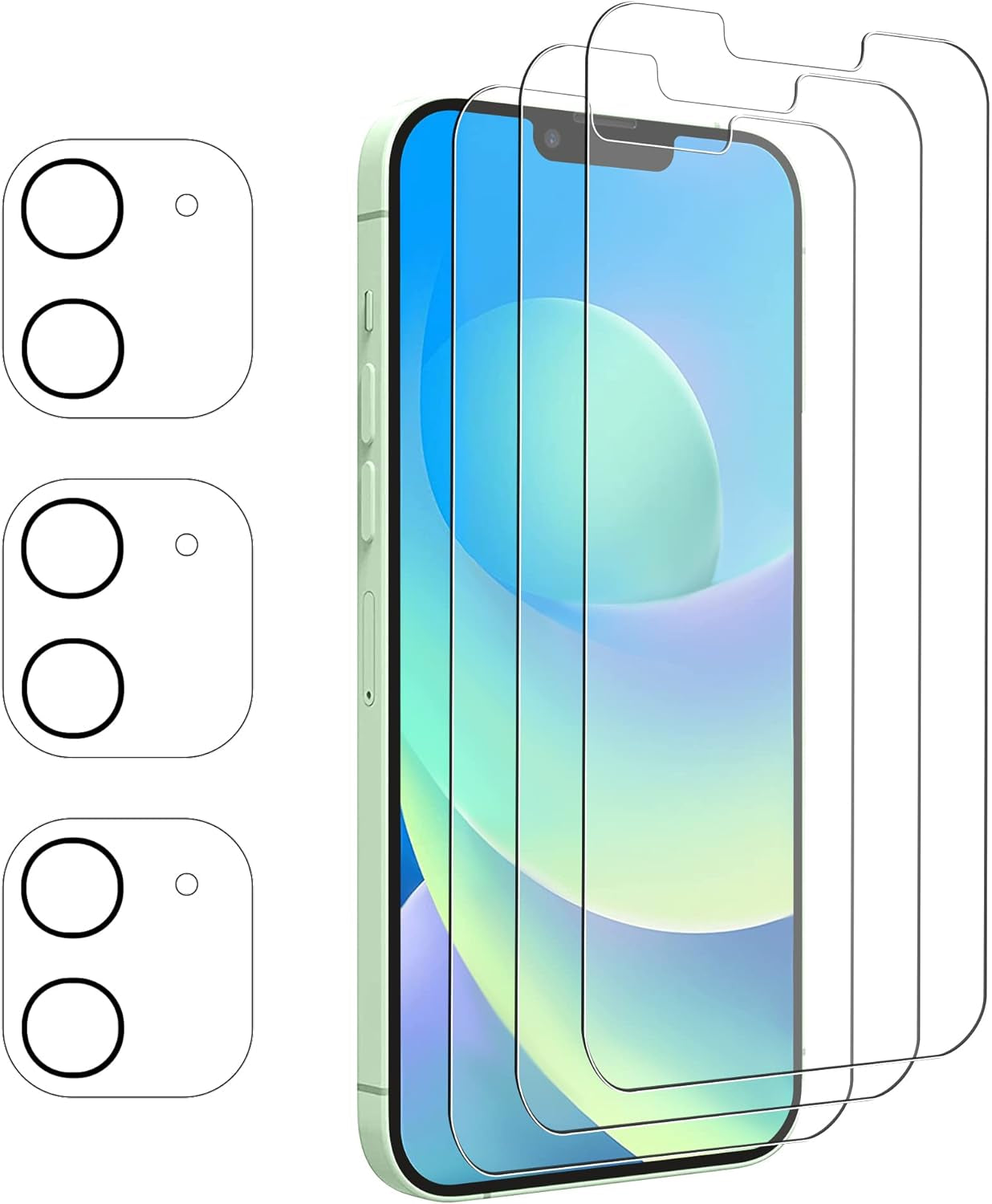 PULEN 2 Pack Privacy Screen Protector for Iphone 12 Mini (5.4-Inch) + 2 Pack Camera Lens Protector,[Anti-Spy] [Anti-Scratch] Case Friendly 9H Hardness Tempered Glass  PULEN Clear Iphone 12 6.1-Inch 