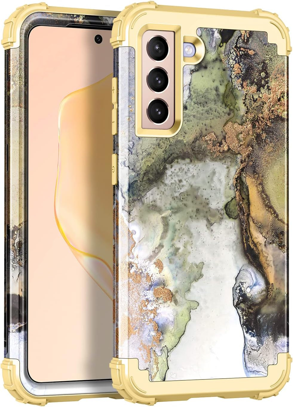 Rancase for Galaxy S21 5G Case,Three Layer Heavy Duty Shockproof Protection Hard Plastic Bumper +Soft Silicone Rubber Protective Case for Samsung Galaxy S21 5G 6.2 Inch,Purple Mandala  Rancase Gray/Yellow  