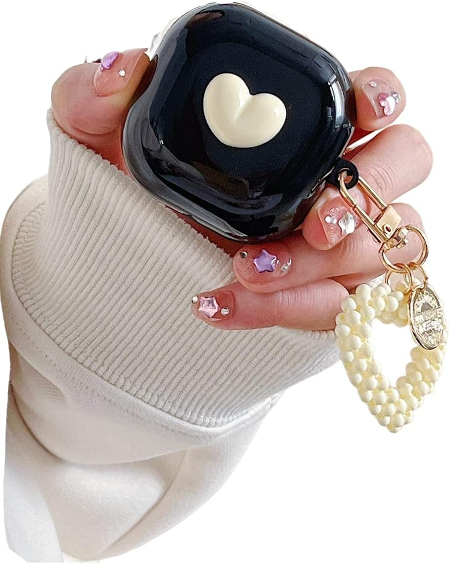 CASEVERSE Case for Samsung Galaxy Buds2 Pro/Buds 2 /Buds Pro/Buds Live with Pendant, Cute Funny Bear Protective Hard PC Headphones Covers  CASEVERSE Heart 1  