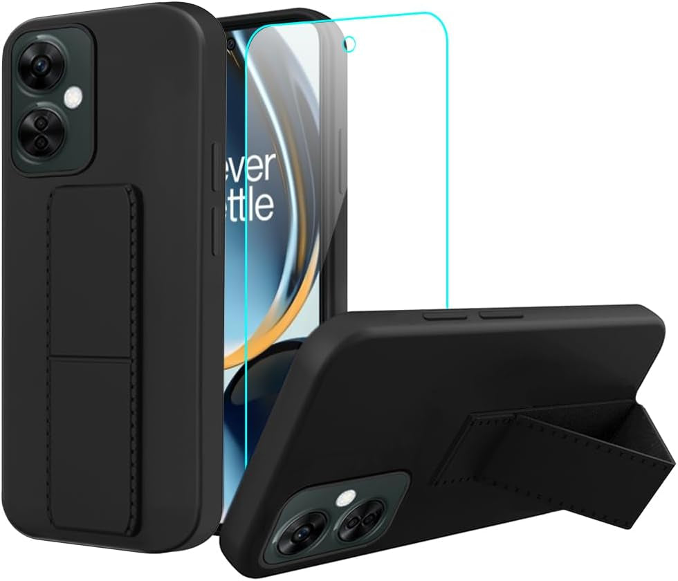 Case for Oneplus 8 2020 Phone Case, Stand Case with Tempered Glass Screen Protector Hidden Folding Kickstand Shockproof Protective Cover Silicone TPU Phone Case for Oneplus 8 - Black  Sitikai Oneplus Nord N30 5G Black  