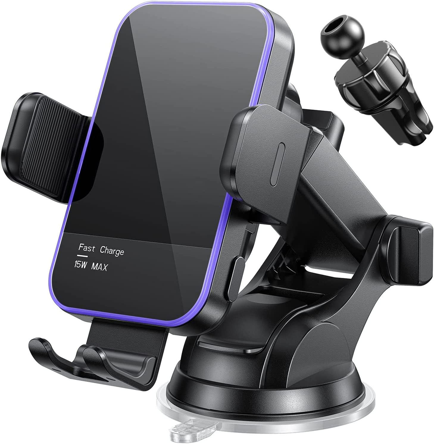 Wireless Car Charger,【7 Colored LED Backlit】Mosurr 15W Auto Clamping Car Charger Phone Mount Holder Fit for Iphone 14 13 12 Mini Pro Max 11 XR XS X, Samsung Galaxy S23 Ultra S22 S21+ S10+ Note 20, Etc  Mosurr   