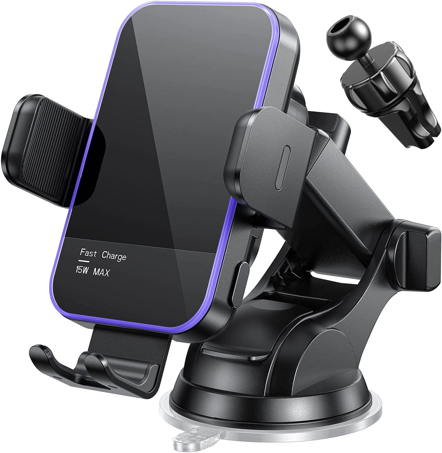 Wireless Car Charger,【7 Colored LED Backlit】Mosurr 15W Auto Clamping Car Charger Phone Mount Holder Fit for Iphone 14 13 12 Mini Pro Max 11 XR XS X, Samsung Galaxy S23 Ultra S22 S21+ S10+ Note 20, Etc  Mosurr   