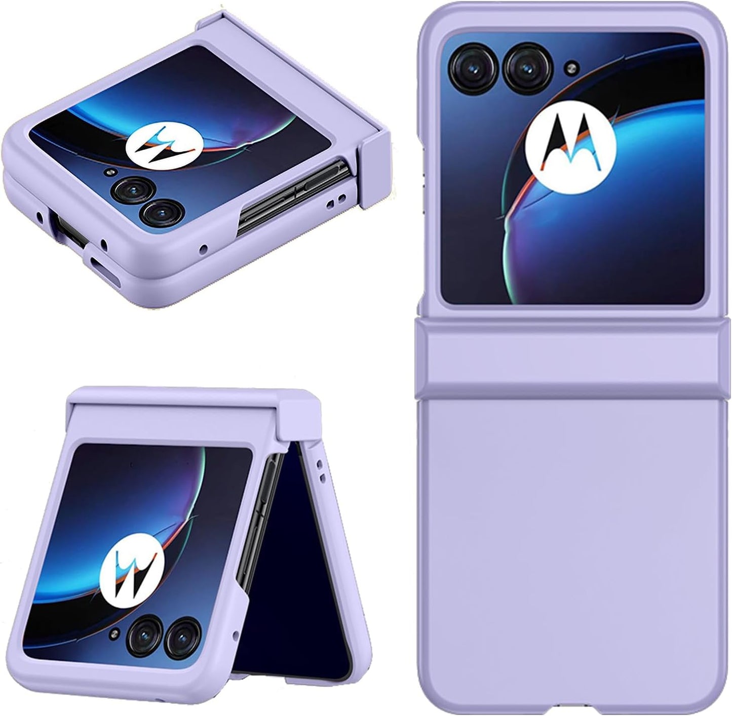 Designed Case for Moto Razr plus 2023 Case,[Full Cover Hinge Protection][Hard PC Slim Phone Case][Support Wireless Charging][Shockproof Anti-Slip] for Motorola Razr+ 2023 5G 6.9" (Apricot)  ZMPHG Light Purple  