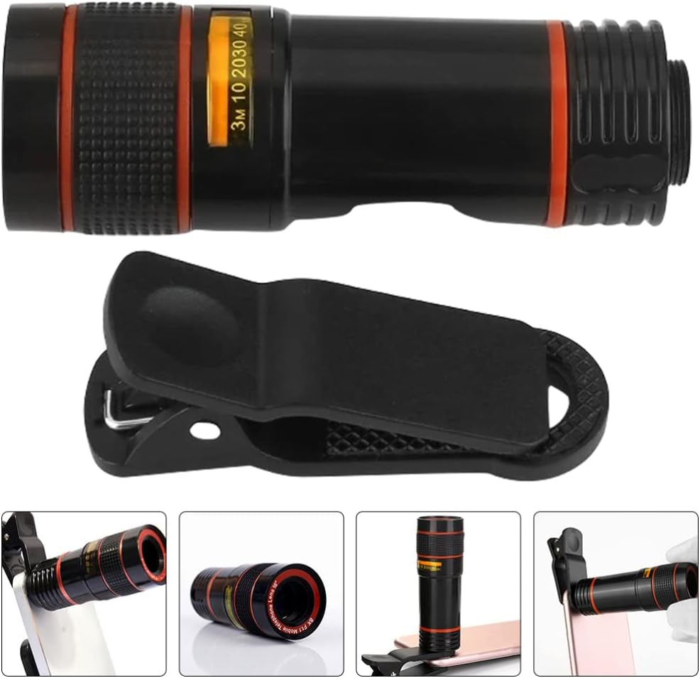 Partykindom Smartphones Phone Camera Lens Pocket Zoom for Phone with Clip, 8X Phone Telescope Phone Microscope Pocket Telescope for Cell Phone Zoom Lens for Phone Univeral Camera Lens Camera Lens  PartyKindom   