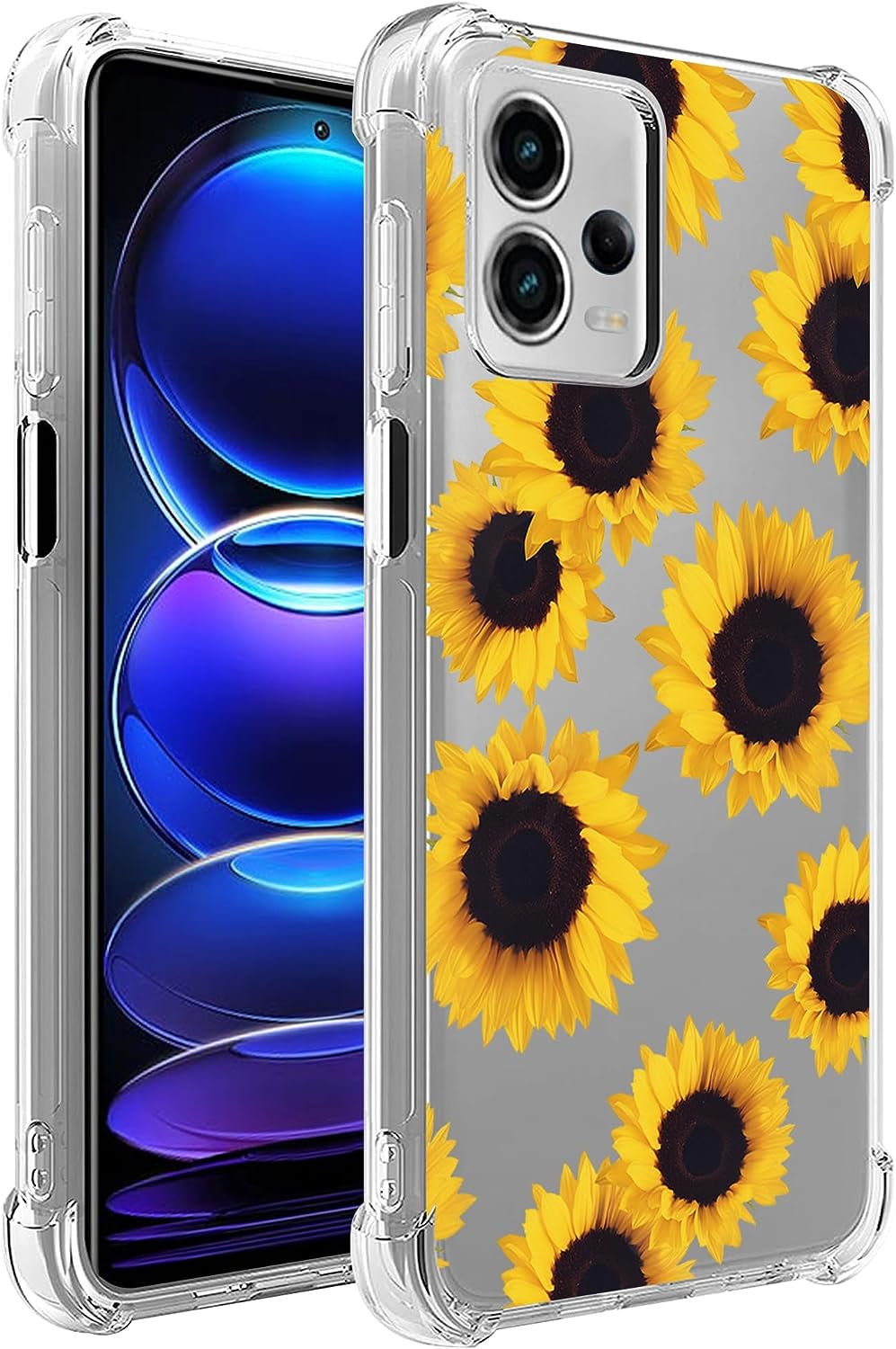 Sidande Case for Redmi Note 12 Pro Case, Poco X5 Pro 5G 22101320G Case for Girls Women, Clear Floral Soft Flexible TPU Slim Phone Protective Case Cover for Xiaomi Redmi Note 12 Pro 5G (Sunflower)  Sidande   