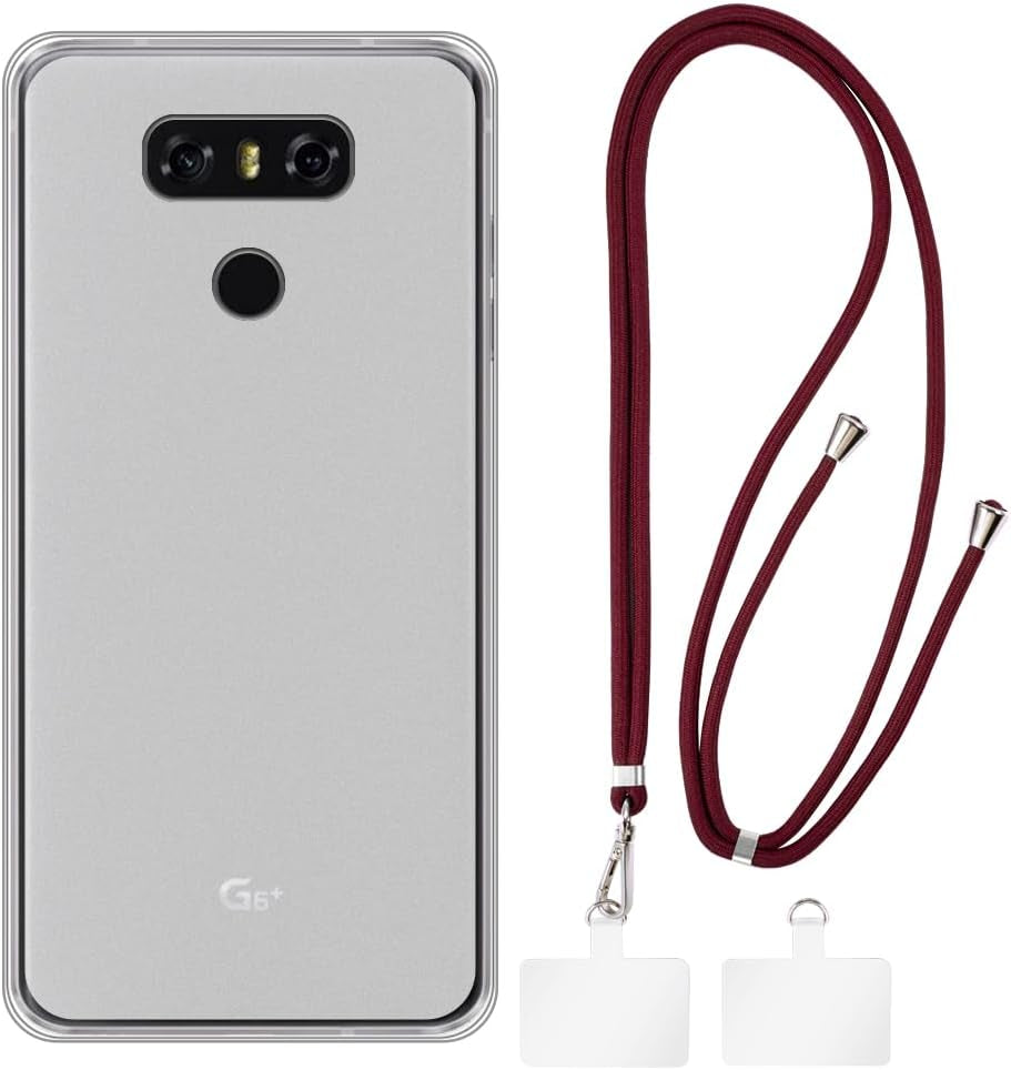 Shantime LG G6 Case + Universal Mobile Phone Lanyards, Neck/Crossbody Soft Strap Silicone TPU Cover Bumper Shell for LG G6 (5.7”)  Shantime White Case + Red Lanyard  