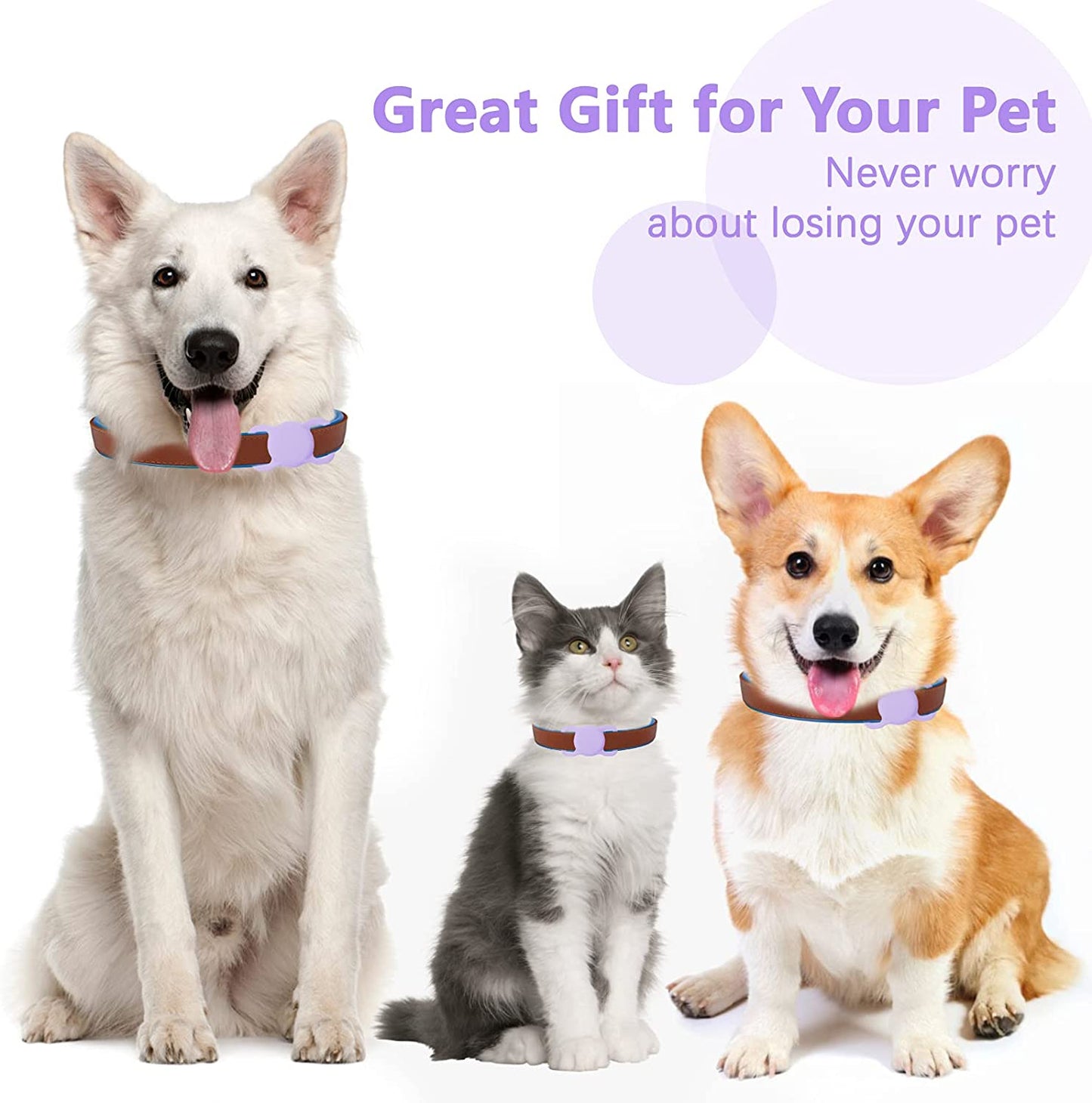 Gogomg 2 Pack Holders Compatible with Apple Airtag for Dog Collar, Silicone Protective Case for Air Tag Pet GPS Tracker (Purple)  gogomg   