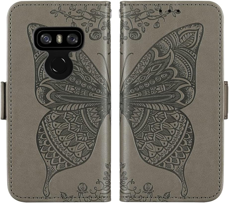 WWAAYSSXA Compatible with LG G6 Wallet Case Wrist Strap Lanyard Leather Flip Card Holder Stand Cell Accessories Phone Cover for LGG6 Thinq LG6 Thin Q G 6 plus G6+ 6G VS988 H872 Women Men Grey  WWAAYSSXA   