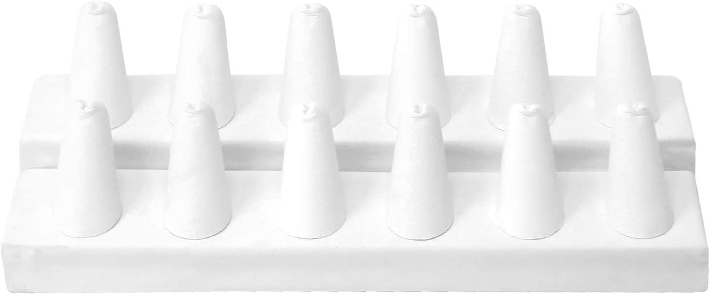 MOOCA 2 Pcs Set Deluxe White Faux Leather Finger Ring Showcase Display Jewelry Organizer Stand, Jewelry Ring Stands, Leatherette Ring Stand 12 Rings Display Jewelry Ring Holder  Mooca   