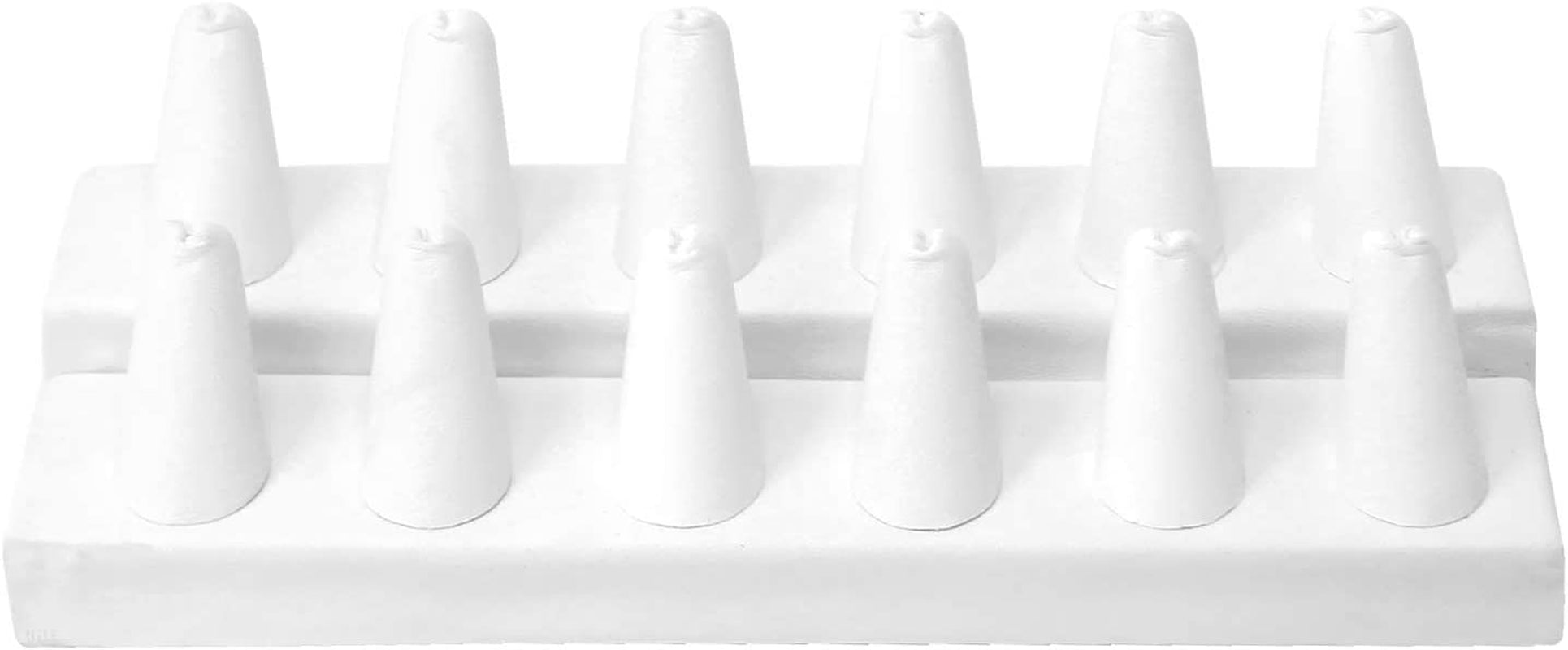 MOOCA 2 Pcs Set Deluxe White Faux Leather Finger Ring Showcase Display Jewelry Organizer Stand, Jewelry Ring Stands, Leatherette Ring Stand 12 Rings Display Jewelry Ring Holder  Mooca   