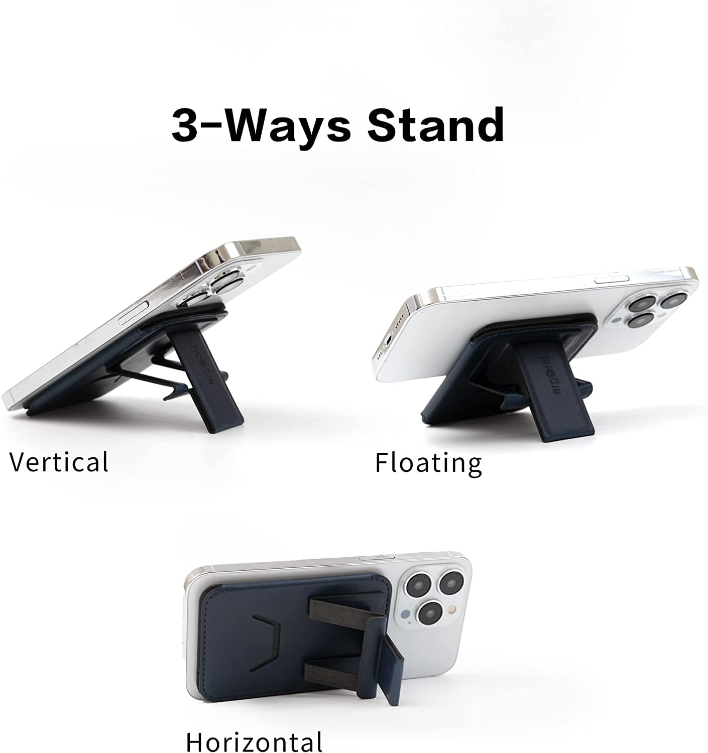 Ergomi Magsafe Hercules Flip Wallet Stand for Iphone 14/13/12 Series, Ultra Slim 2 In-1 Magnetic Phone Stand 2+ Card Holder & Finger Grip, Detachable & Adjustable W/Portrait/Landscape Viewing(Blue)  ergomi   