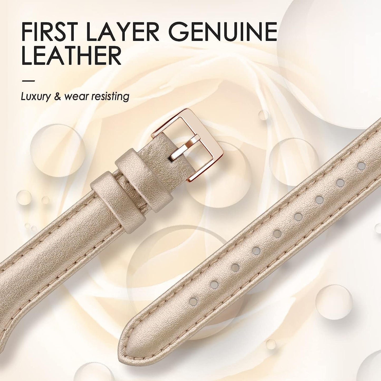 Eyamumo Leather Band Compatible for Apple Watch Band 38Mm 40Mm 41Mm, Slim Thin Elegant Genuine Leather Strap Compatible for Iwatch Series 8, 7, 6, 5, 4, 3, 2, 1, SE, Sport & Edition for Women  Eyamumo   