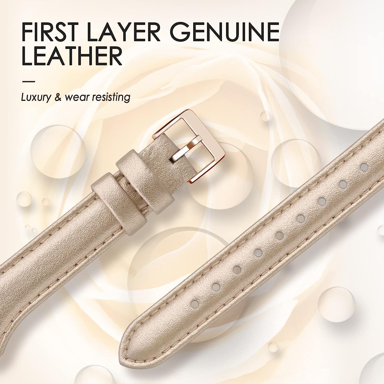 Eyamumo Leather Band Compatible for Apple Watch Band 38Mm 40Mm 41Mm, Slim Thin Elegant Genuine Leather Strap Compatible for Iwatch Series 8, 7, 6, 5, 4, 3, 2, 1, SE, Sport & Edition for Women  Eyamumo   