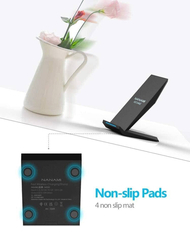 Fast Wireless Charger,Nanami Qi Certified Wireless Charging Stand Compatible Iphone 14/13/12/SE 2020/11/XS Max/Xr/X/8 Plus,Samsung Galaxy S23/S22/S21/S20/S10/S9/Note 20 Ultra/10 and Qi-Enabled Phone  NANAMI   