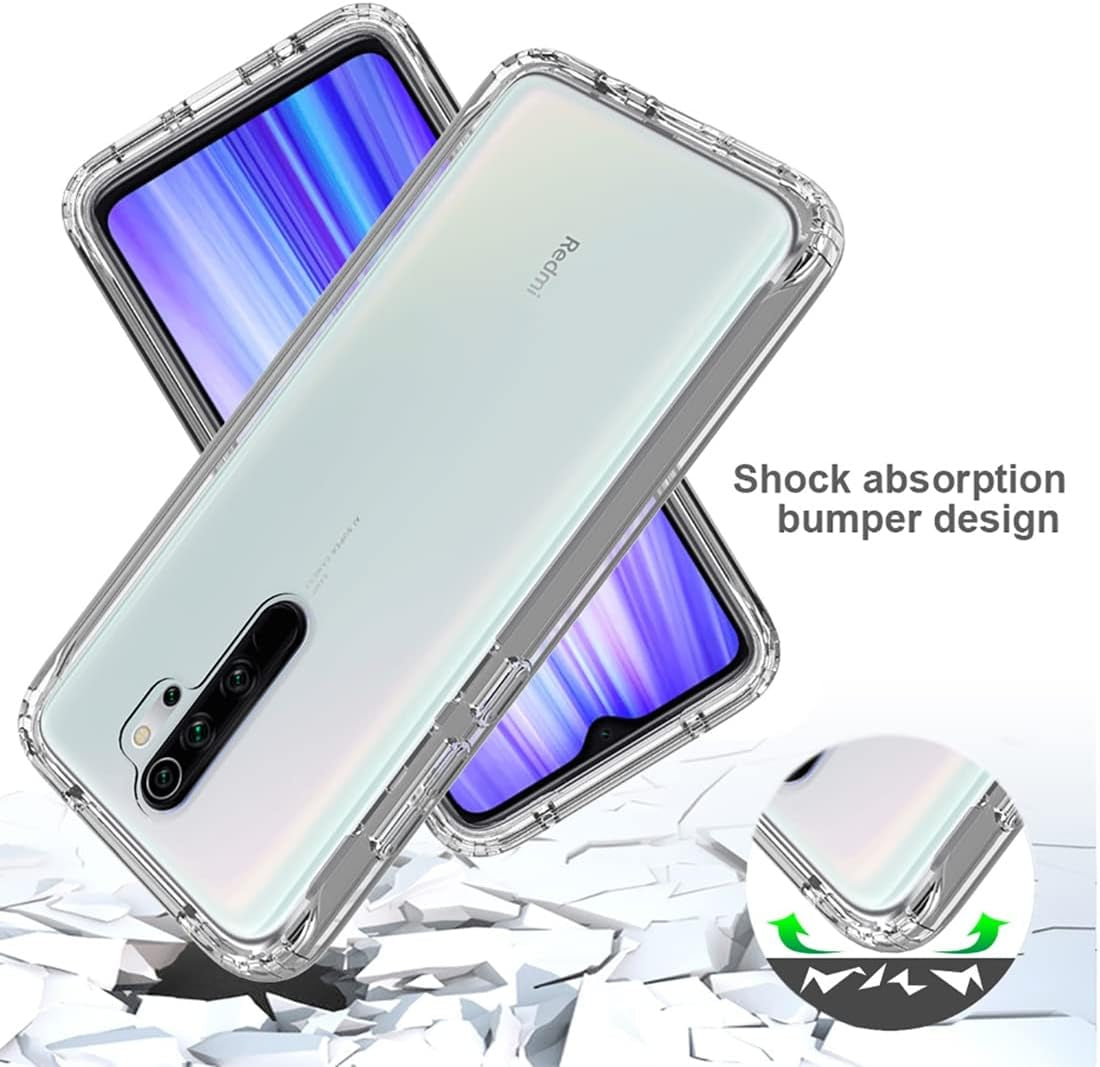 Gufuwo Case for Redmi Note 8 Pro M1906G7I Case with Tempered Glass Screen Protector, Clear 360 Full Body Protection Hard Shell+Soft TPU Bumper Shockproof Cover Case for Xiaomi Redmi Note 8 Pro (Clear)  Gufuwo   