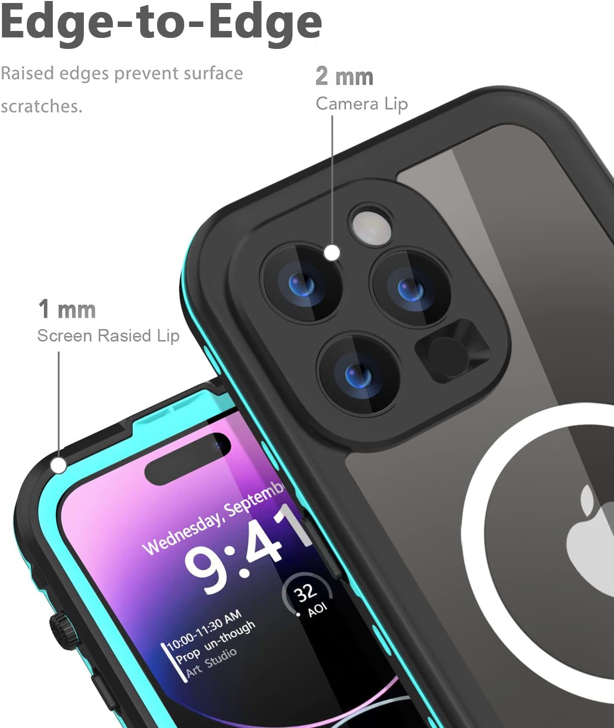 Dewfoam Design for Iphone 14 Pro Max Waterproof Case, Shockproof Dustproof Phone Case with Screen Protector, Full Body Protective Phone Case for Iphone 14 Pro Max 6.7''(Teal)  Dewfoam   